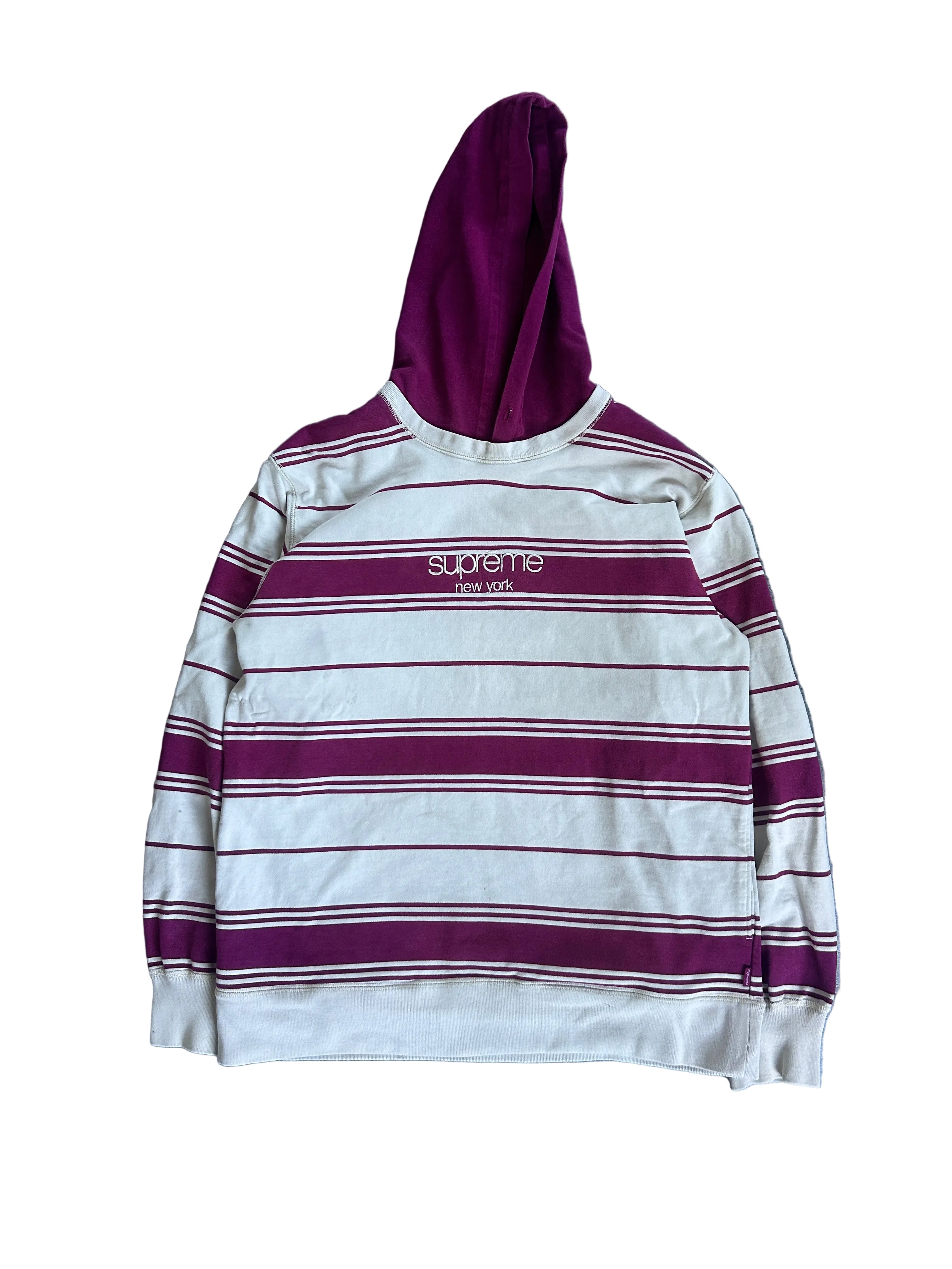 SUPREME STRIPED HOODED CREWNECK (M) – Kicksweep