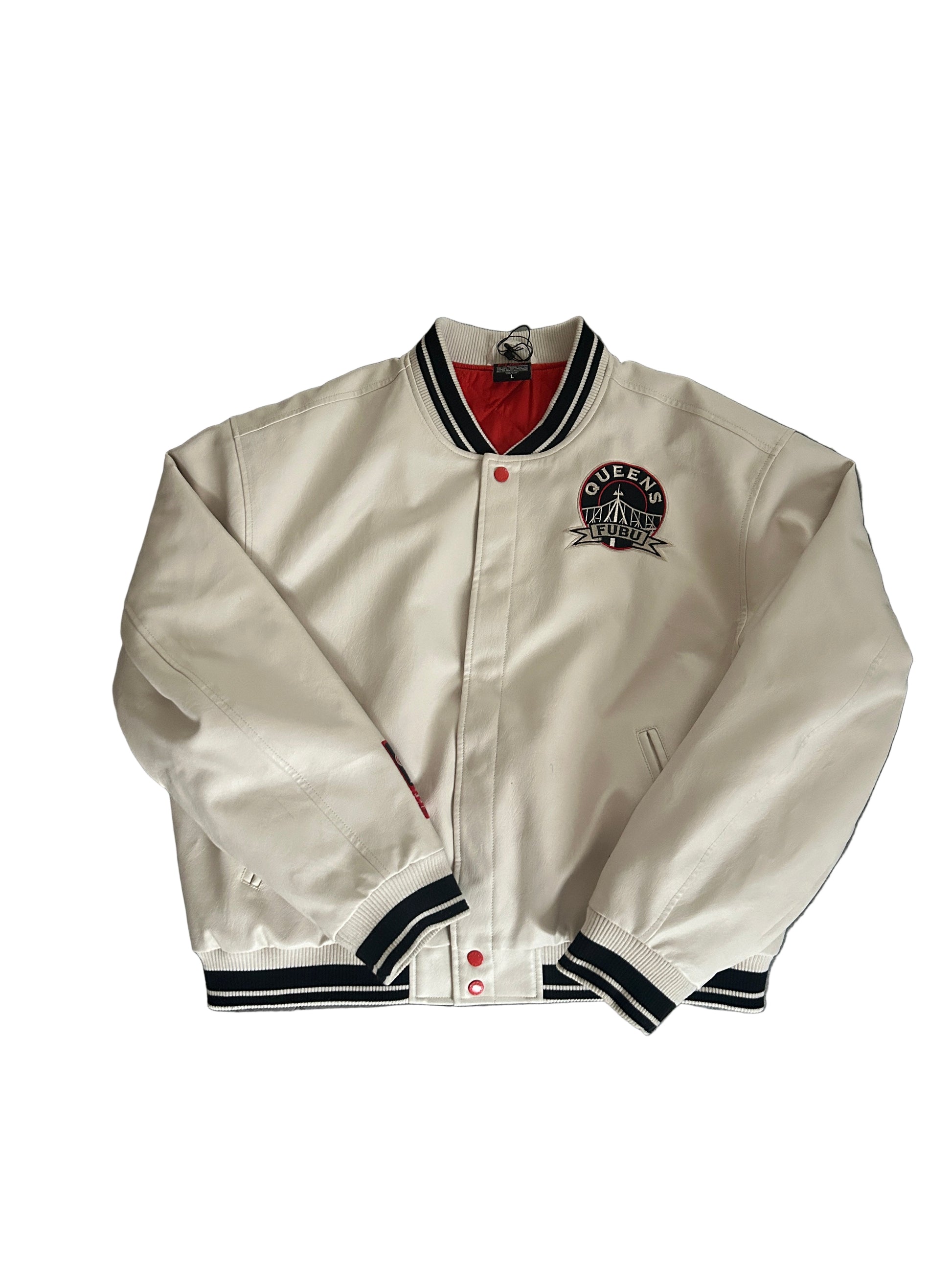 FUBU VARSITY JACKET “WHITE/RED” (L)