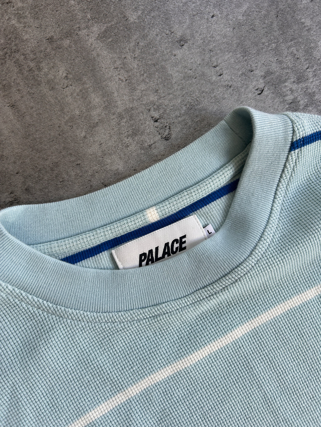 PALACE STRIPE WAFFLE CREWNECK (L)