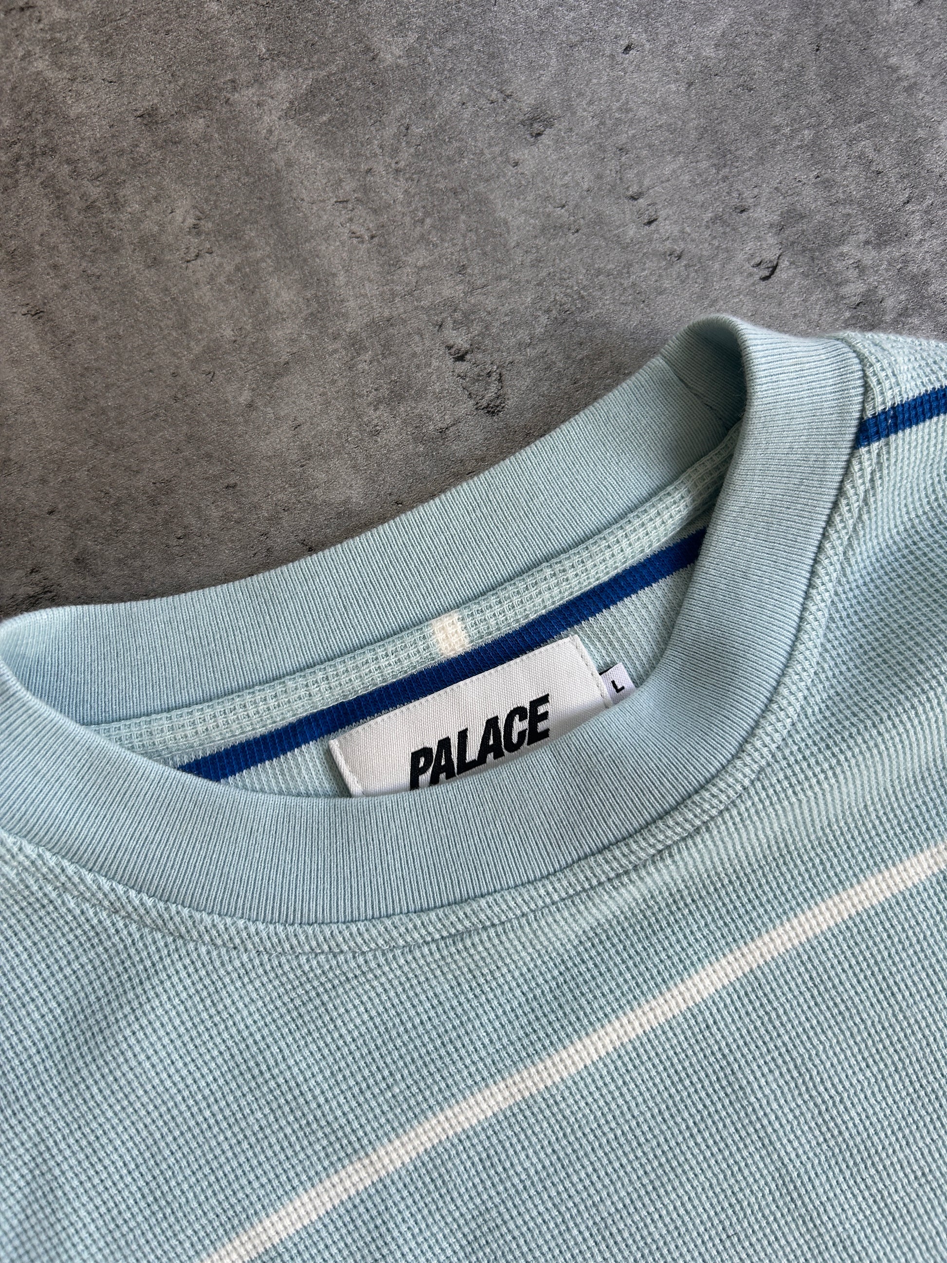 PALACE STRIPE WAFFLE CREWNECK (L)