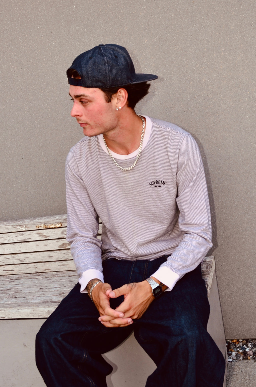 SUPREME MICRO STRIPE LONGSLEEVE (L)
