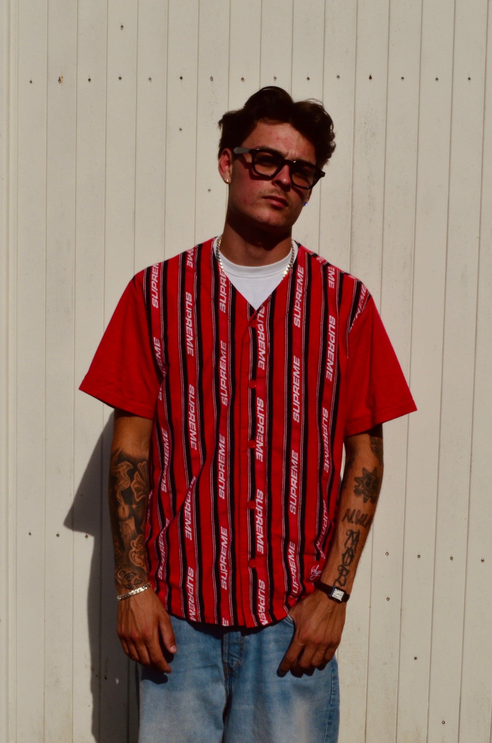 SUPREME JACQUARD LOGO BASEBALL JERSEY (L)