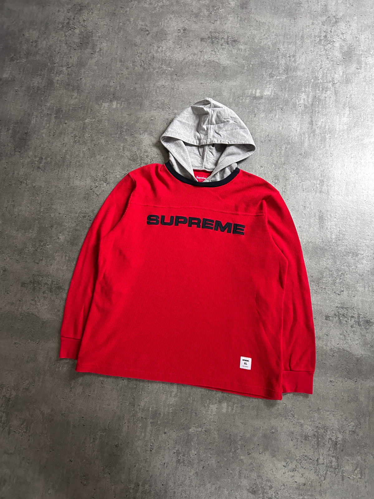 SUPREME WAFFLE RINGER HOODIE (XL)