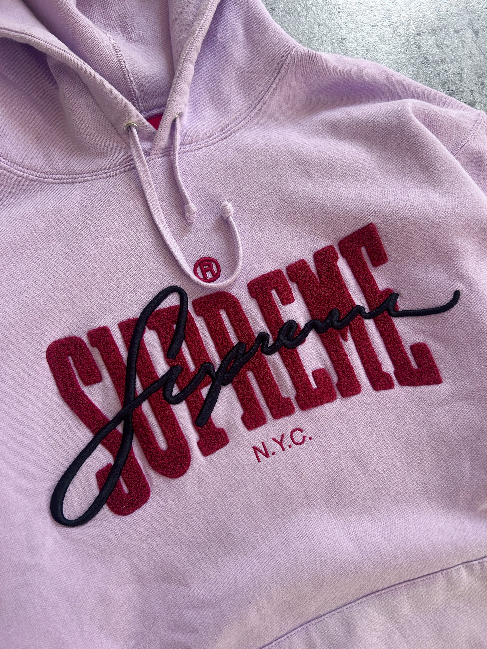SUPREME EMBROIDERED CHENILLE HOODIE (L)