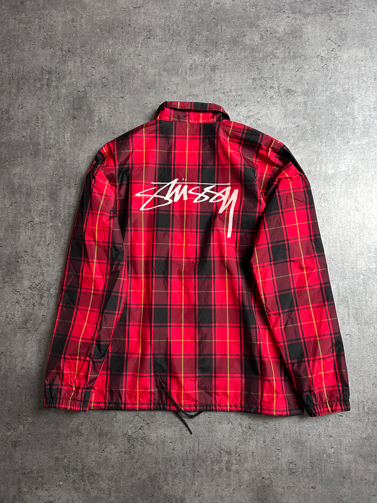 STÜSSY RED PLAID COACH JACKET (L)
