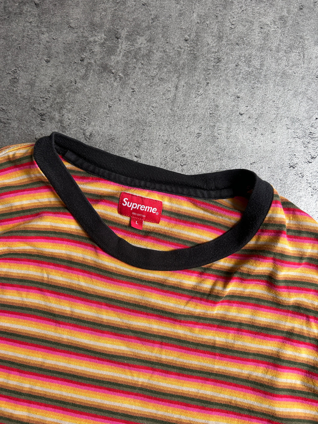 SUPREME MULTI STRIPE PATCH LONGSLEEVE (L)