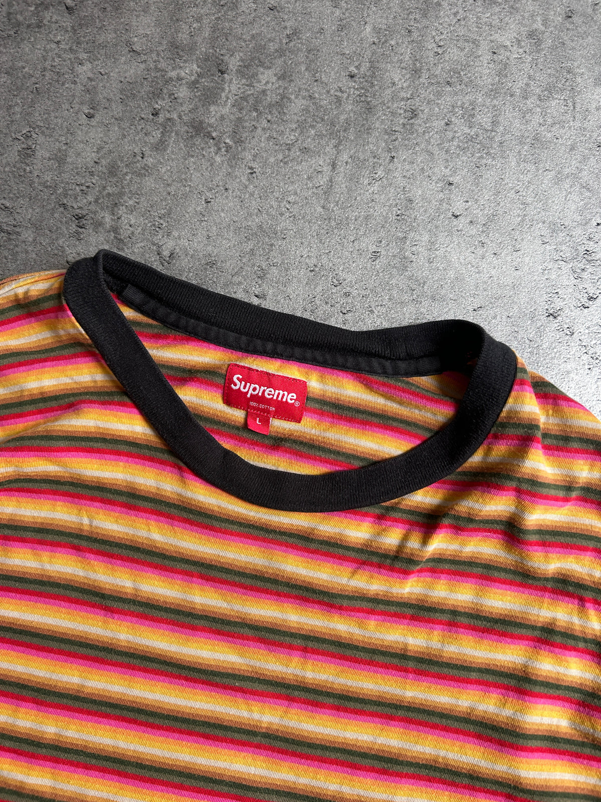 SUPREME MULTI STRIPE PATCH LONGSLEEVE (L)