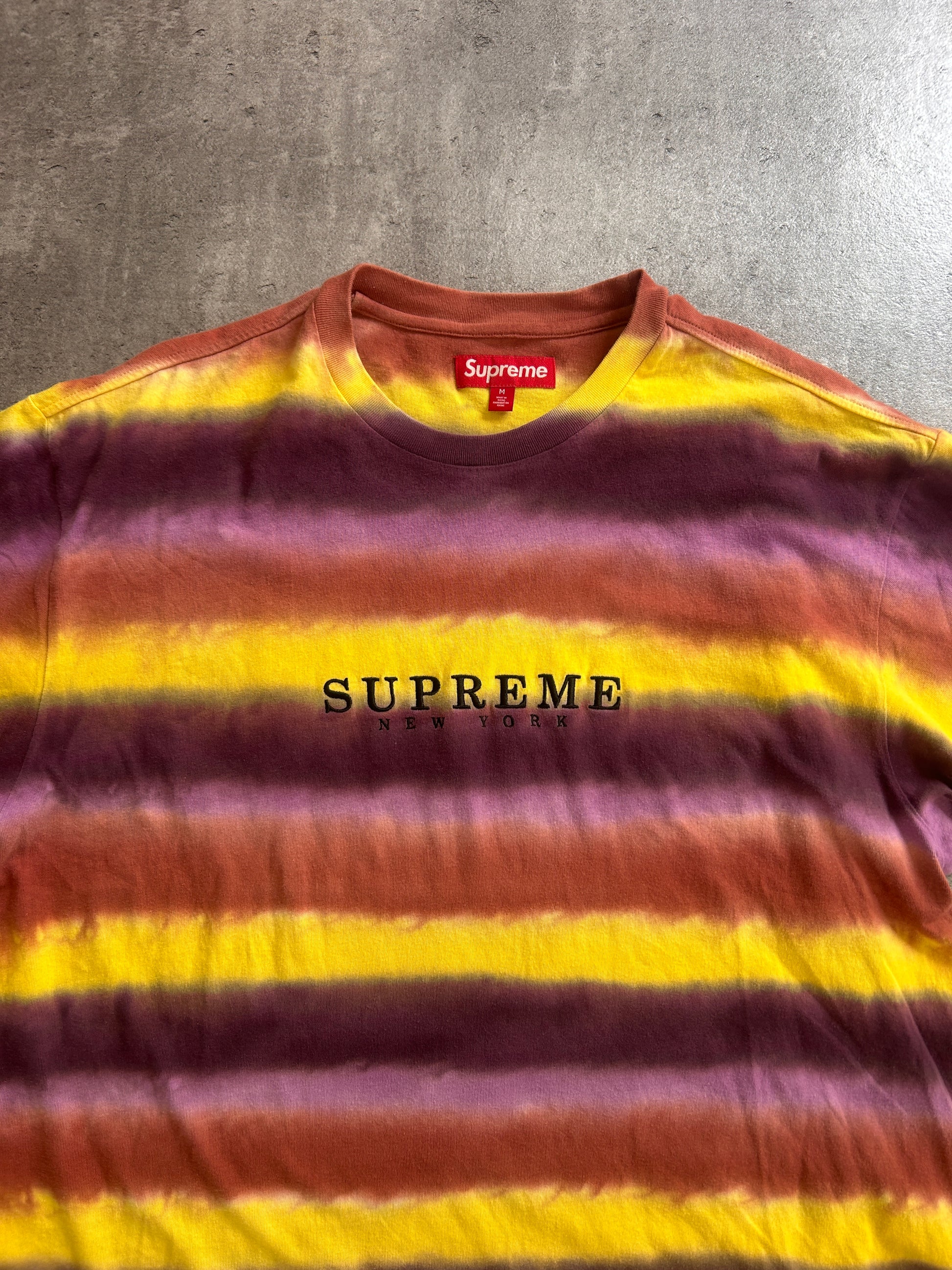SUPREME DYED STRIPE TEE “MULTICOLOR” (M)