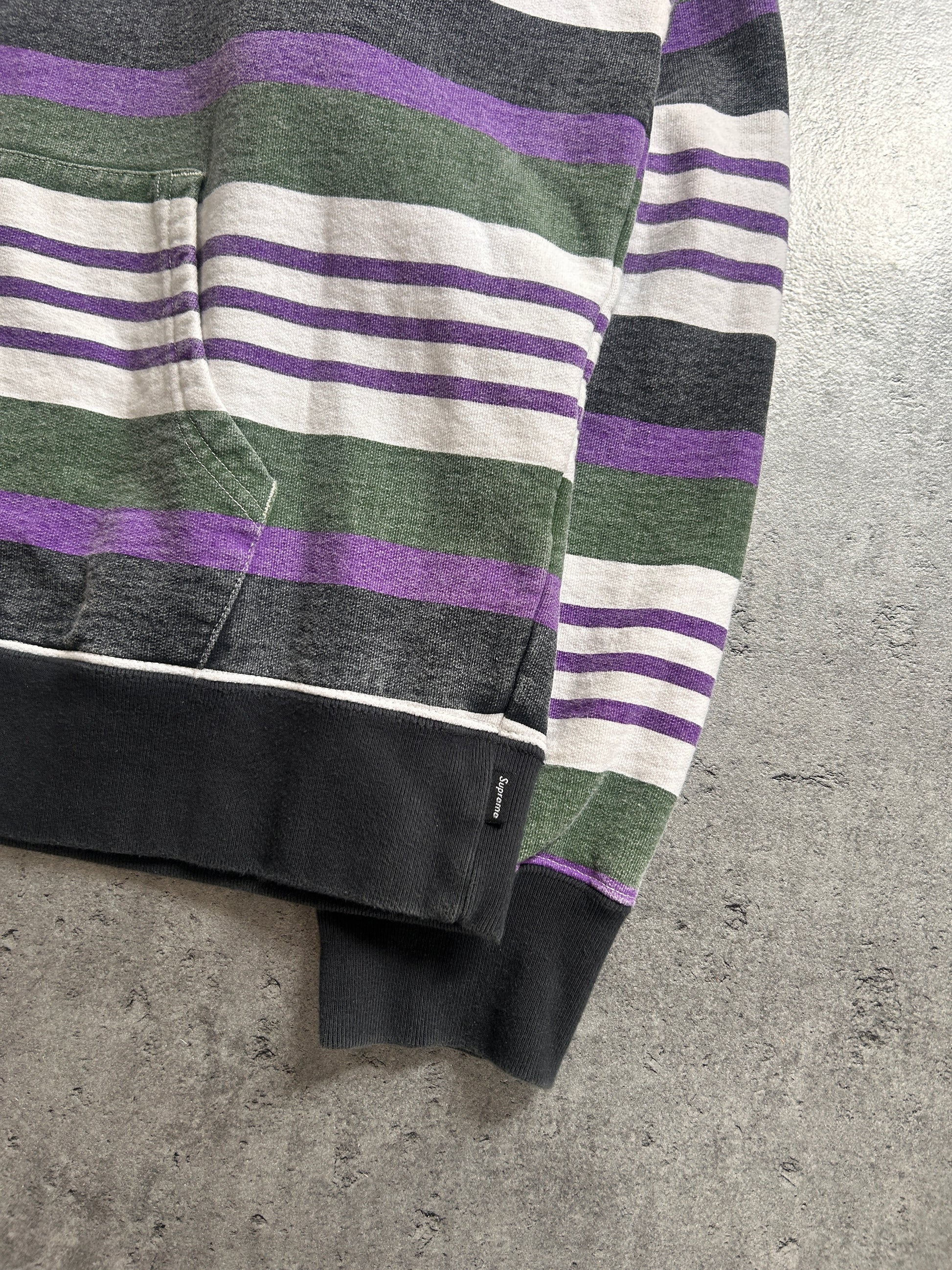 SUPREME MULTICOLOR STRIPED HOODIE (L)