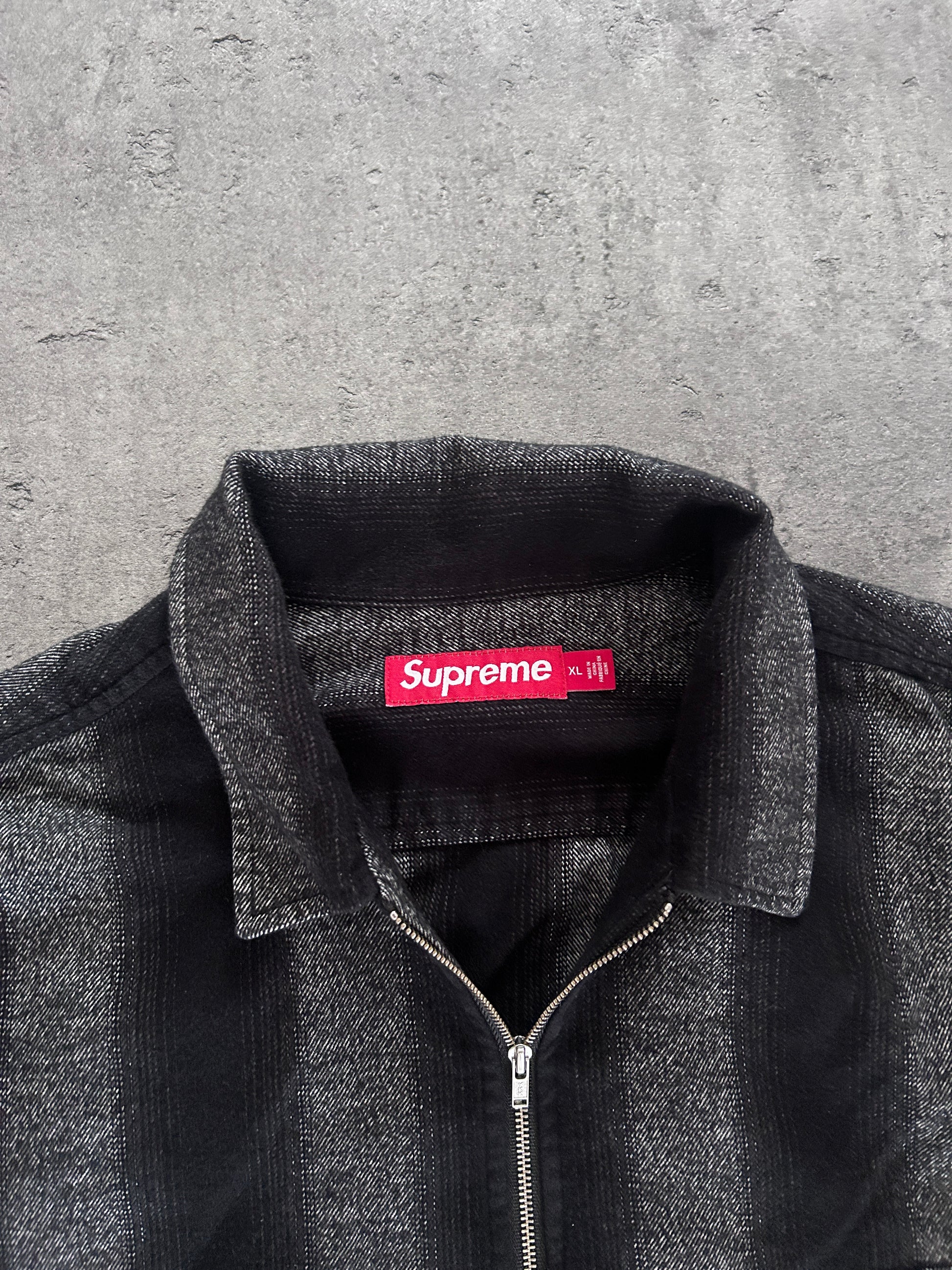 SUPREME STRIPE FLANNEL ZIP UP (XL)