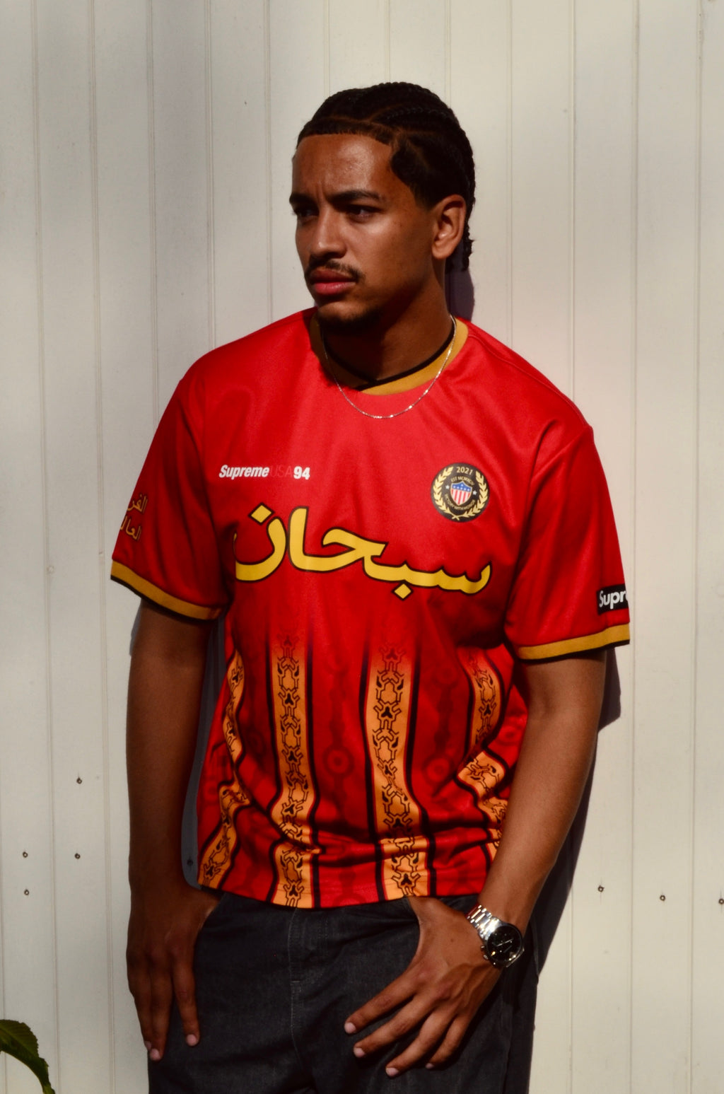 SUPREME ARABIC LOGO SOCCER JERSEY (S/M)