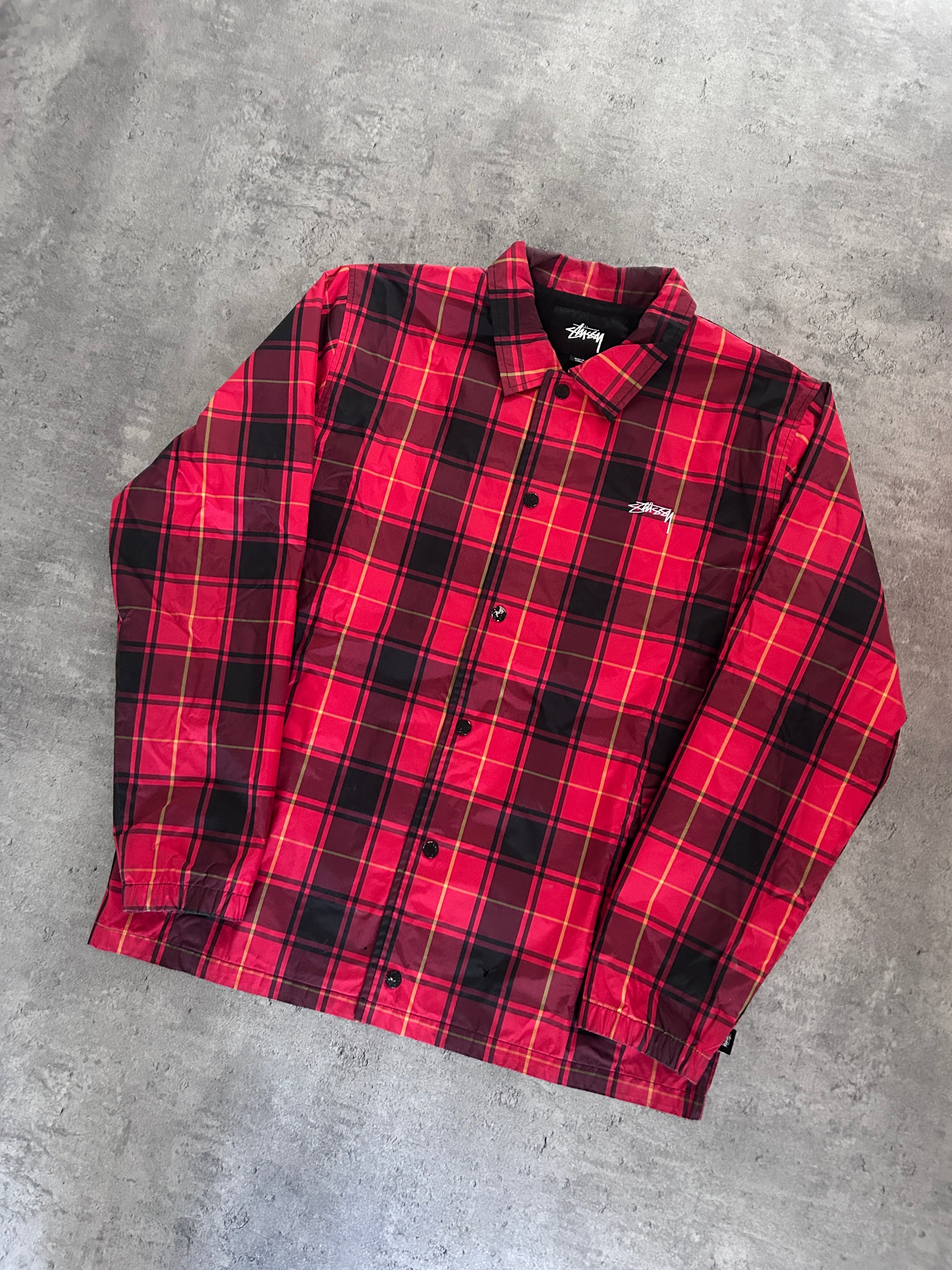 STUSSY COACH JACKET “RED PLAID” (L)