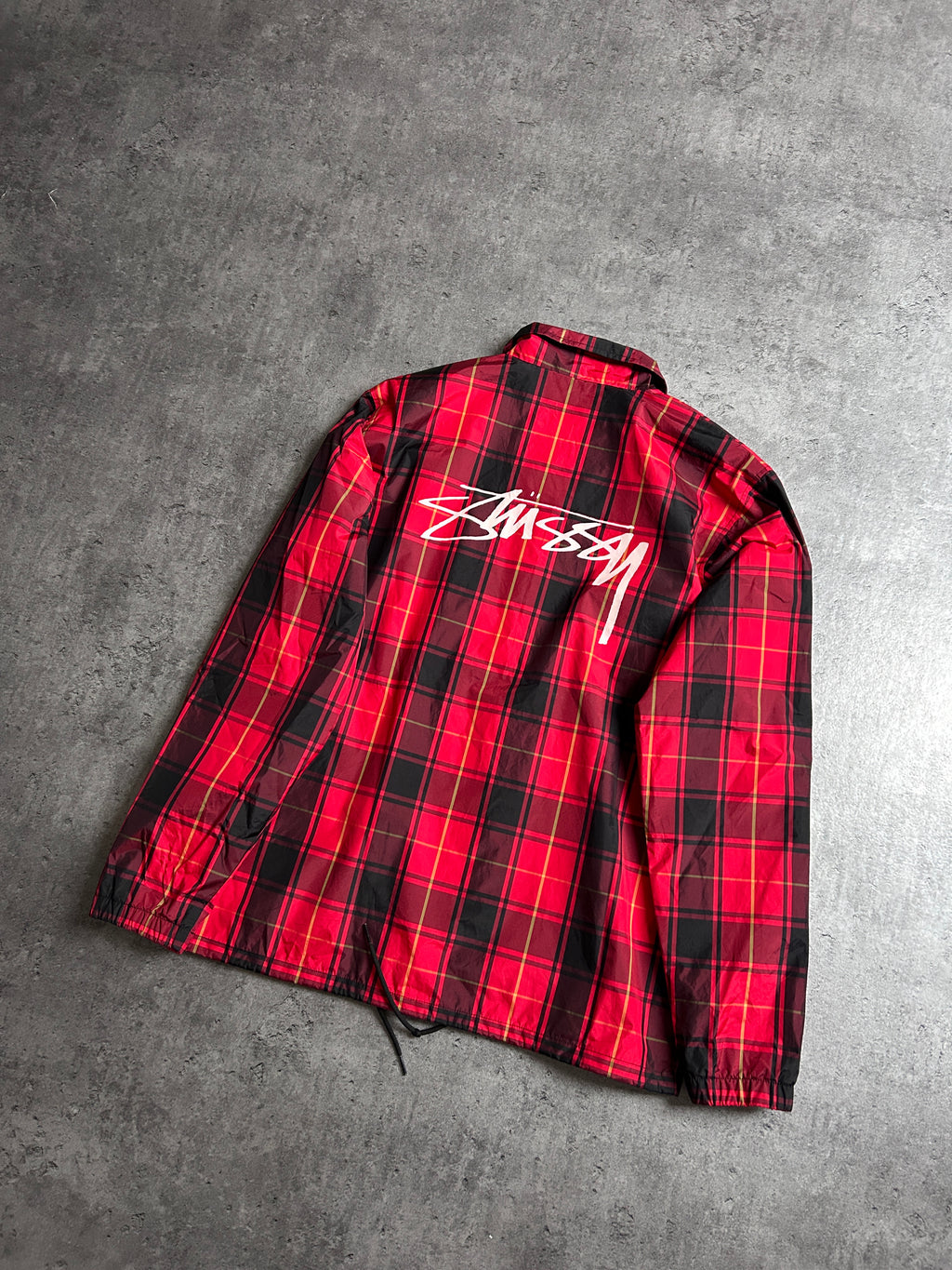 STÜSSY RED PLAID COACH JACKET (L)