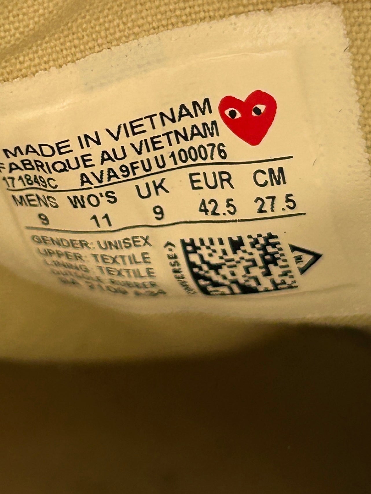 CONVERSE X CDG CHUCK 70 (42,5EU)