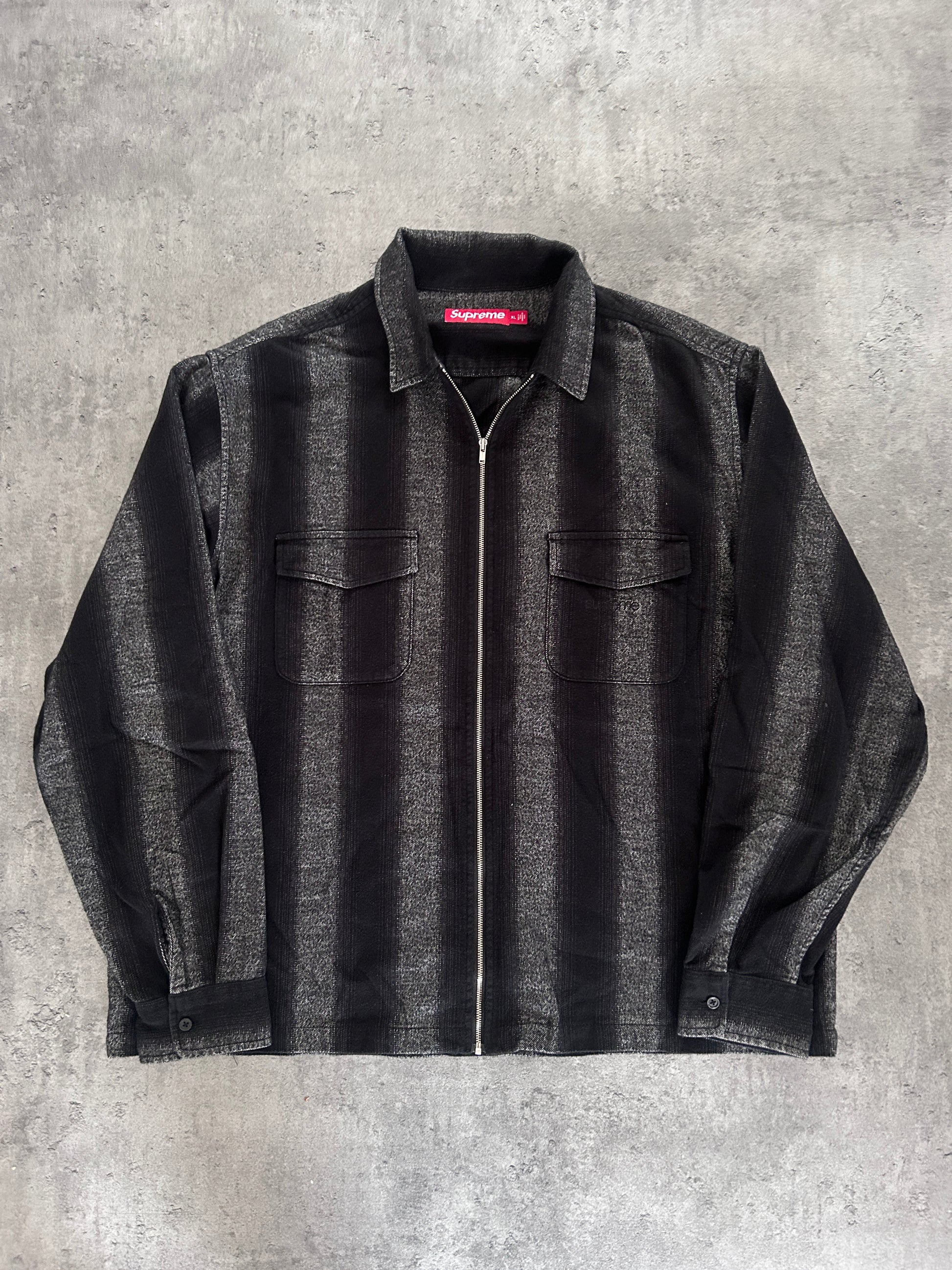 SUPREME STRIPE FLANNEL ZIP UP (XL)