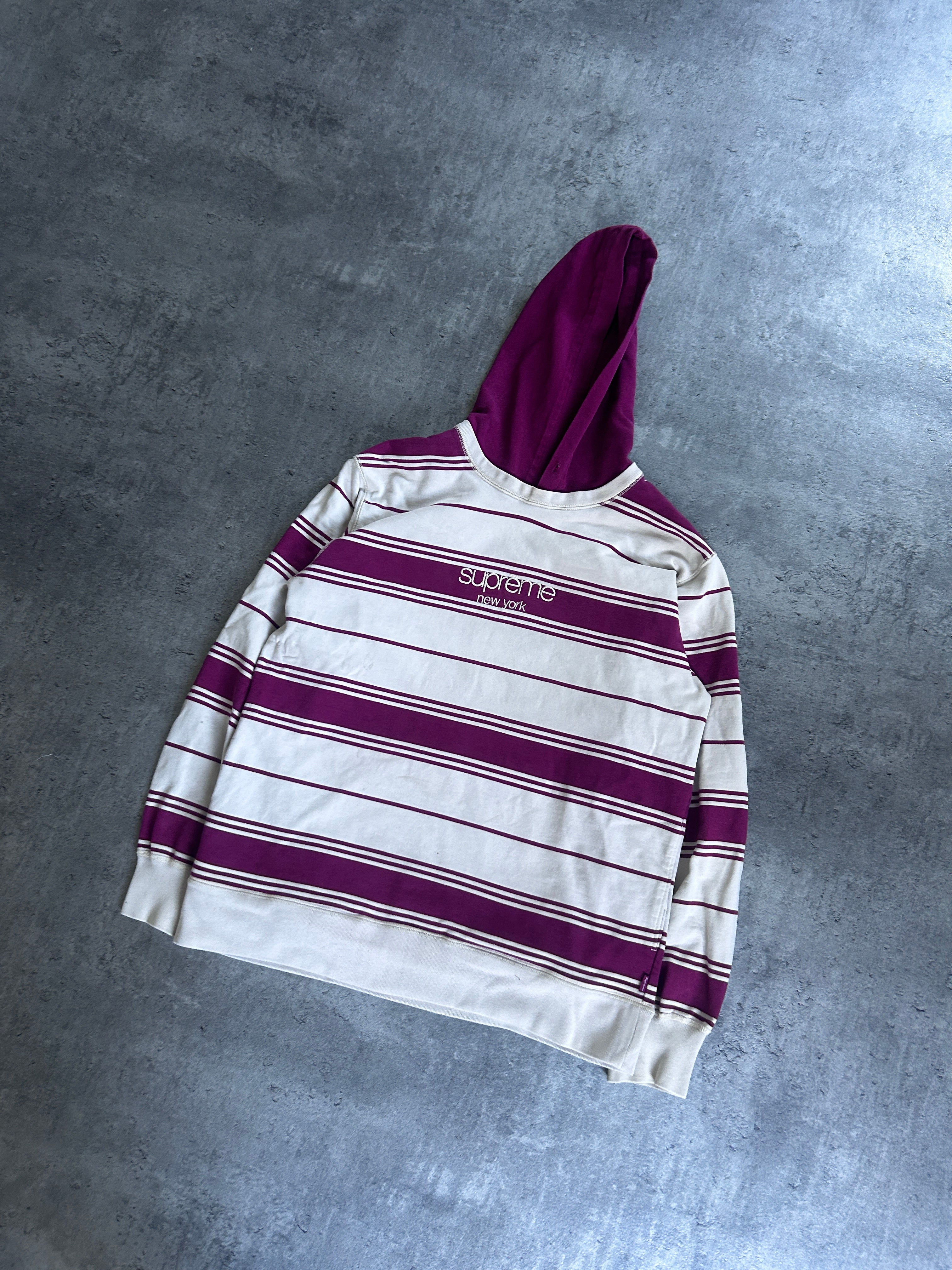SUPREME STRIPED HOODED CREWNECK (M) – Kicksweep