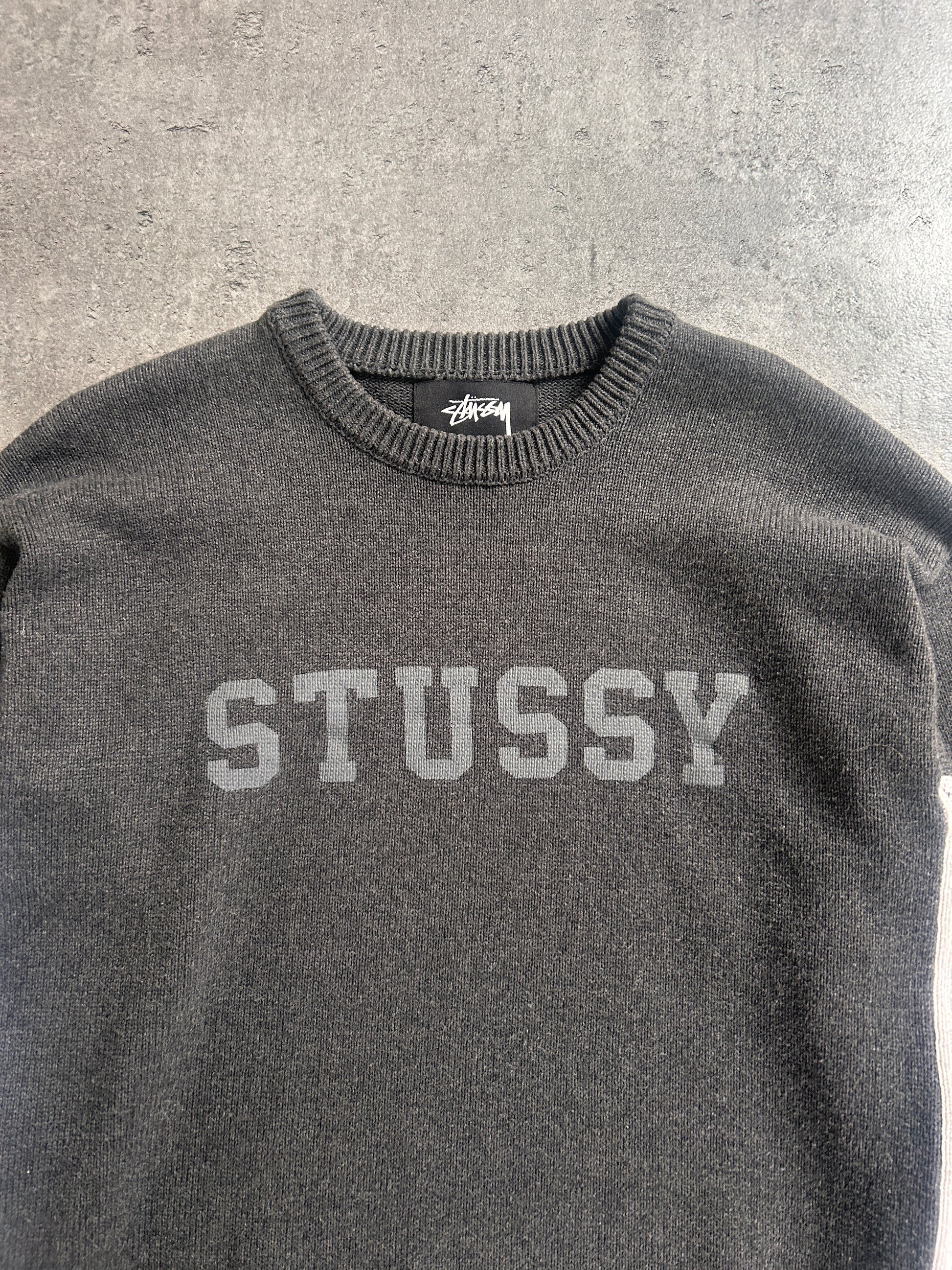 STÜSSY CONTRAST STRIPE KNIT SWEATER (L)