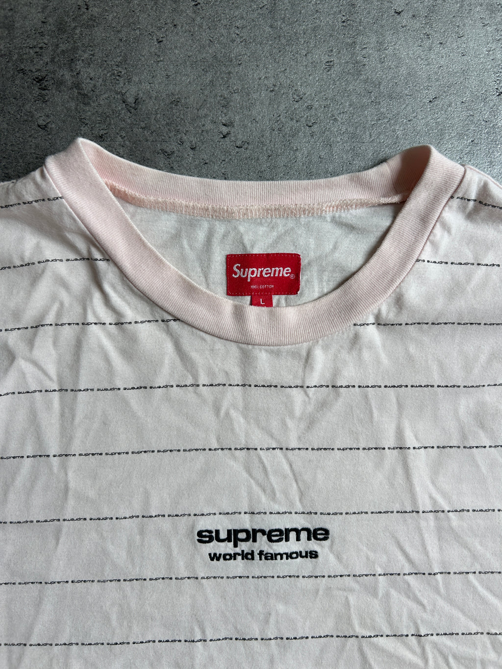 SUPREME LOGO STRIPE LONGSLEEVE “PALE PEACH” (L)