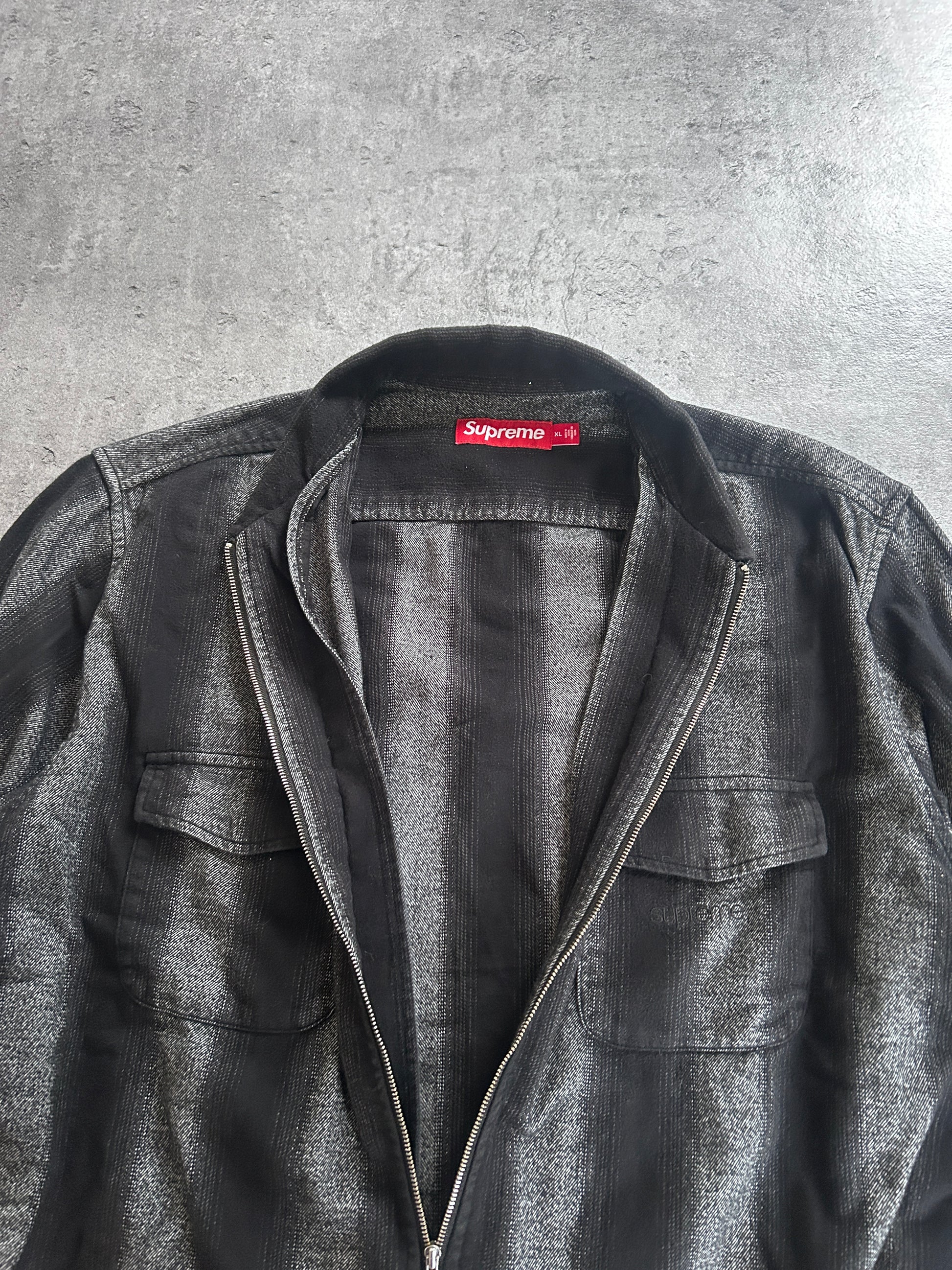 SUPREME STRIPE FLANNEL ZIP UP FW23 (XL)