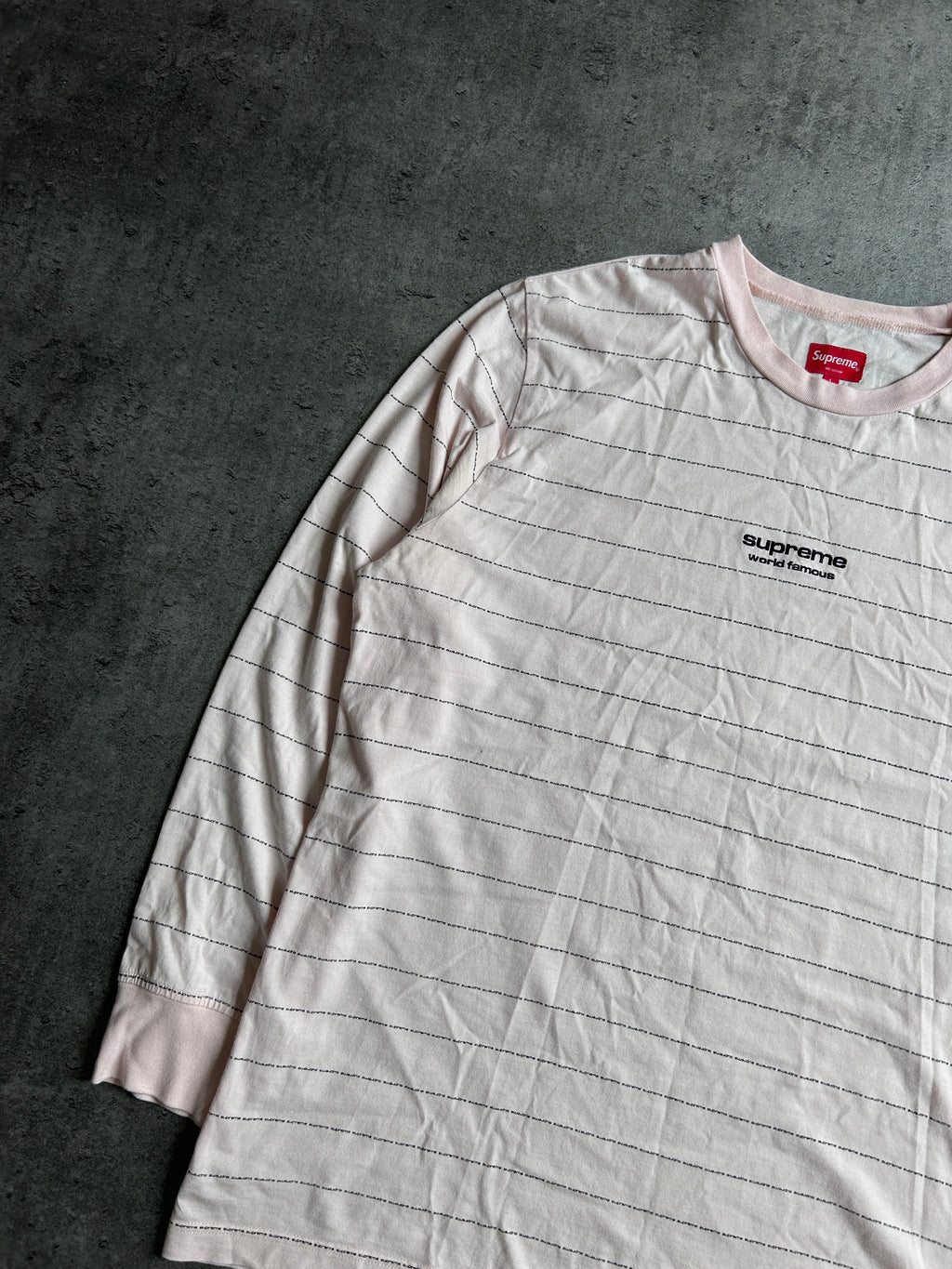 SUPREME LOGO STRIPE LONGSLEEVE “PALE PEACH” (L)