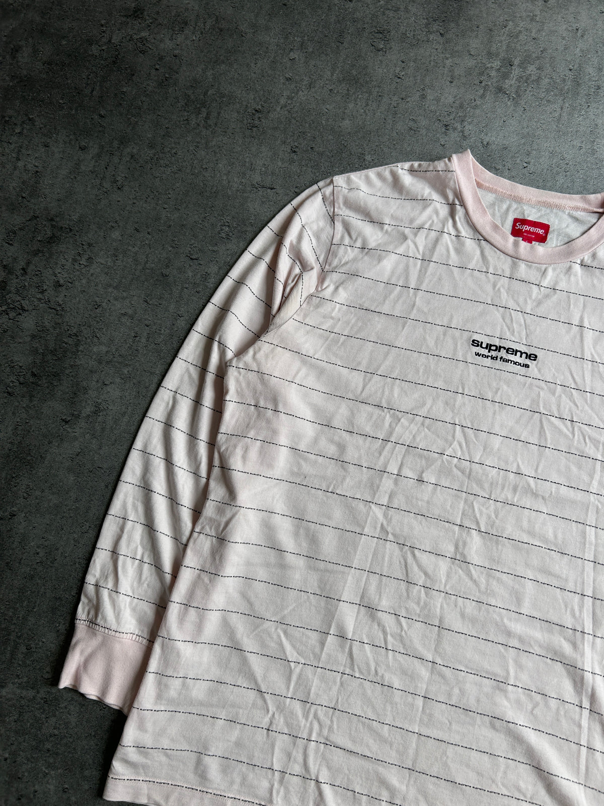 SUPREME LOGO STRIPE LONGSLEEVE “PALE PEACH” (L)