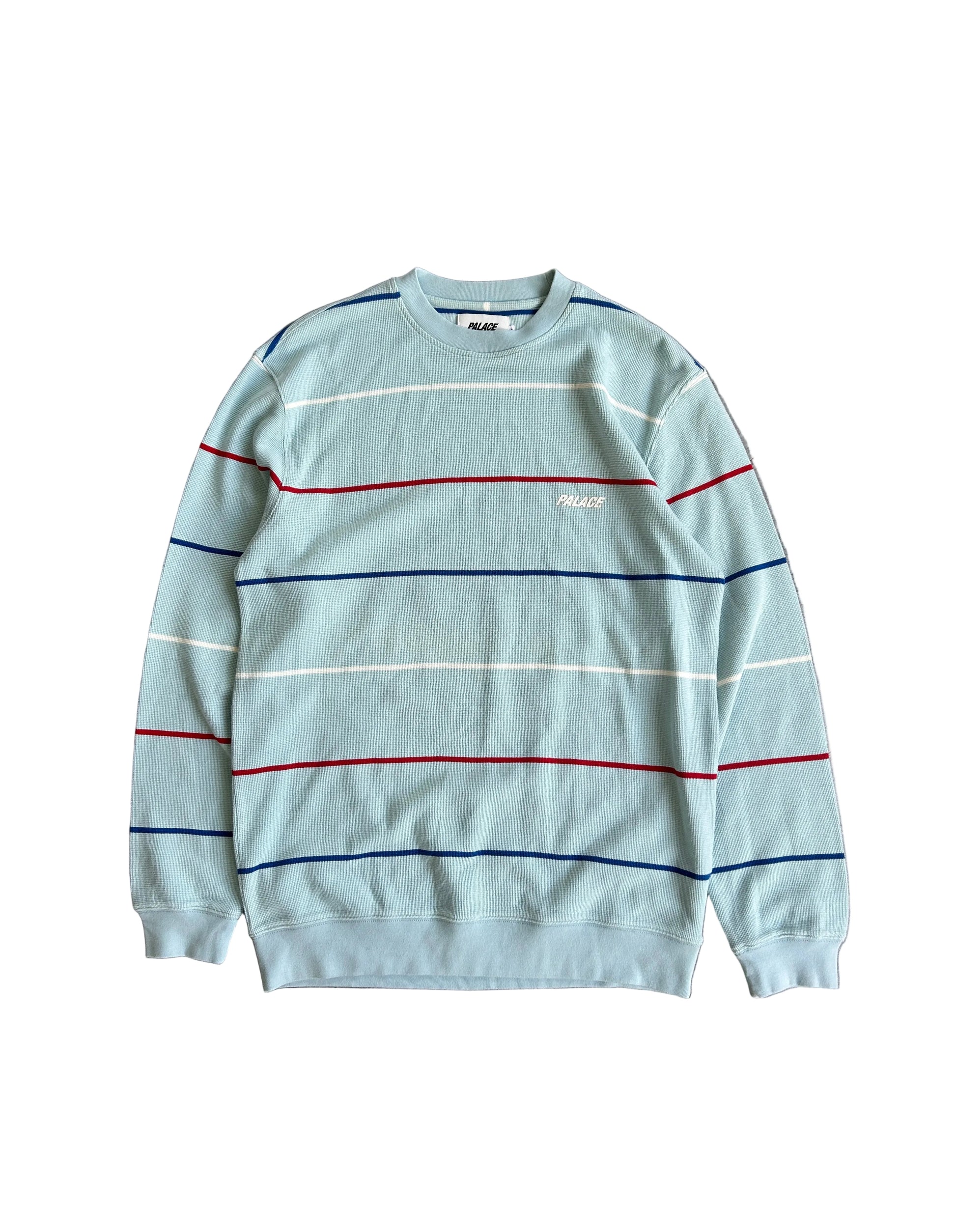 PALACE STRIPE WAFFLE CREWNECK (L)