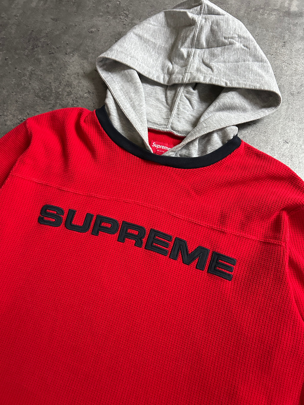 SUPREME WAFFLE RINGER HOODIE (XL)
