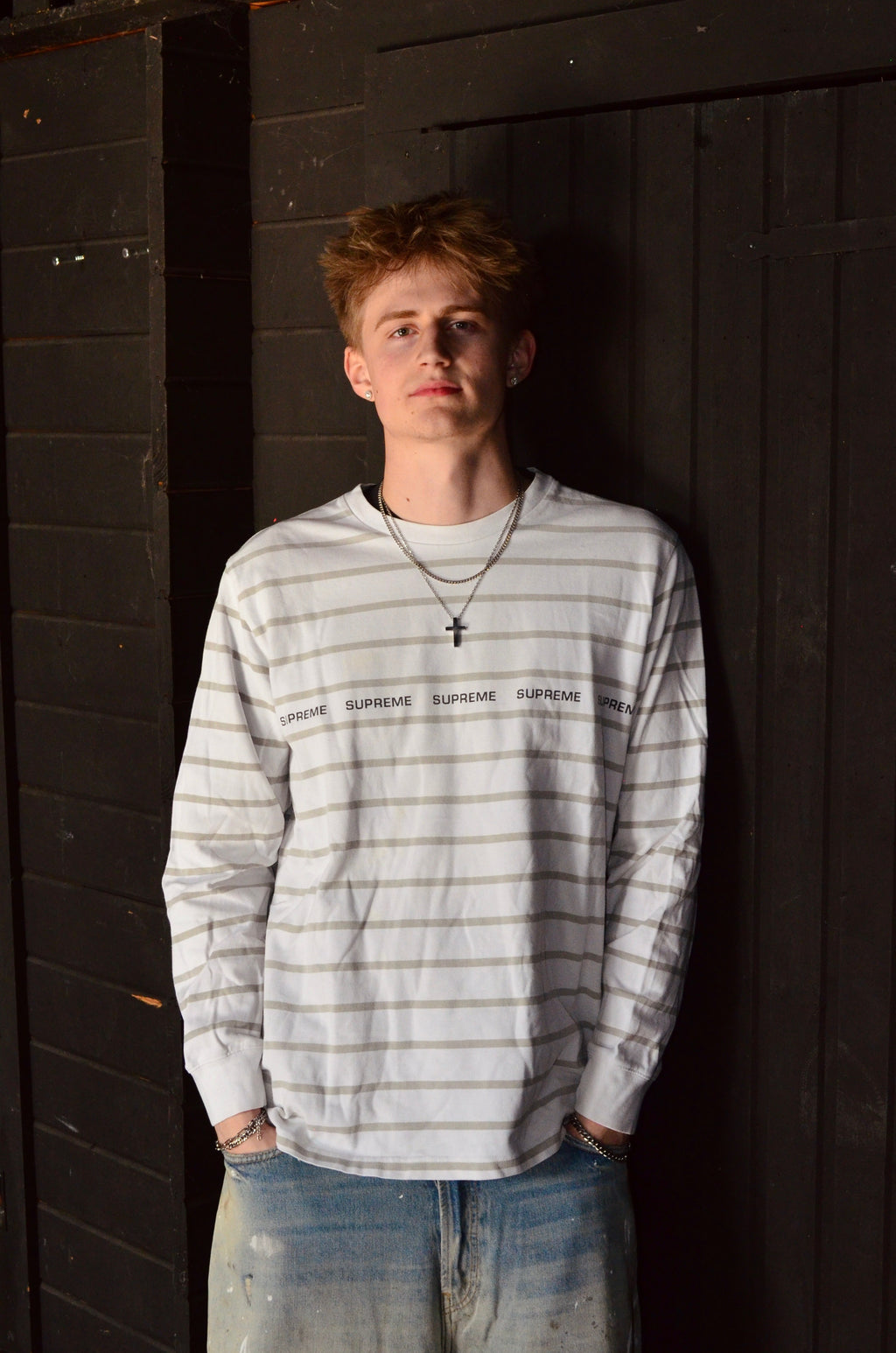 SUPREME PRINTED STRIPE LONGSLEEVE (L/XL)