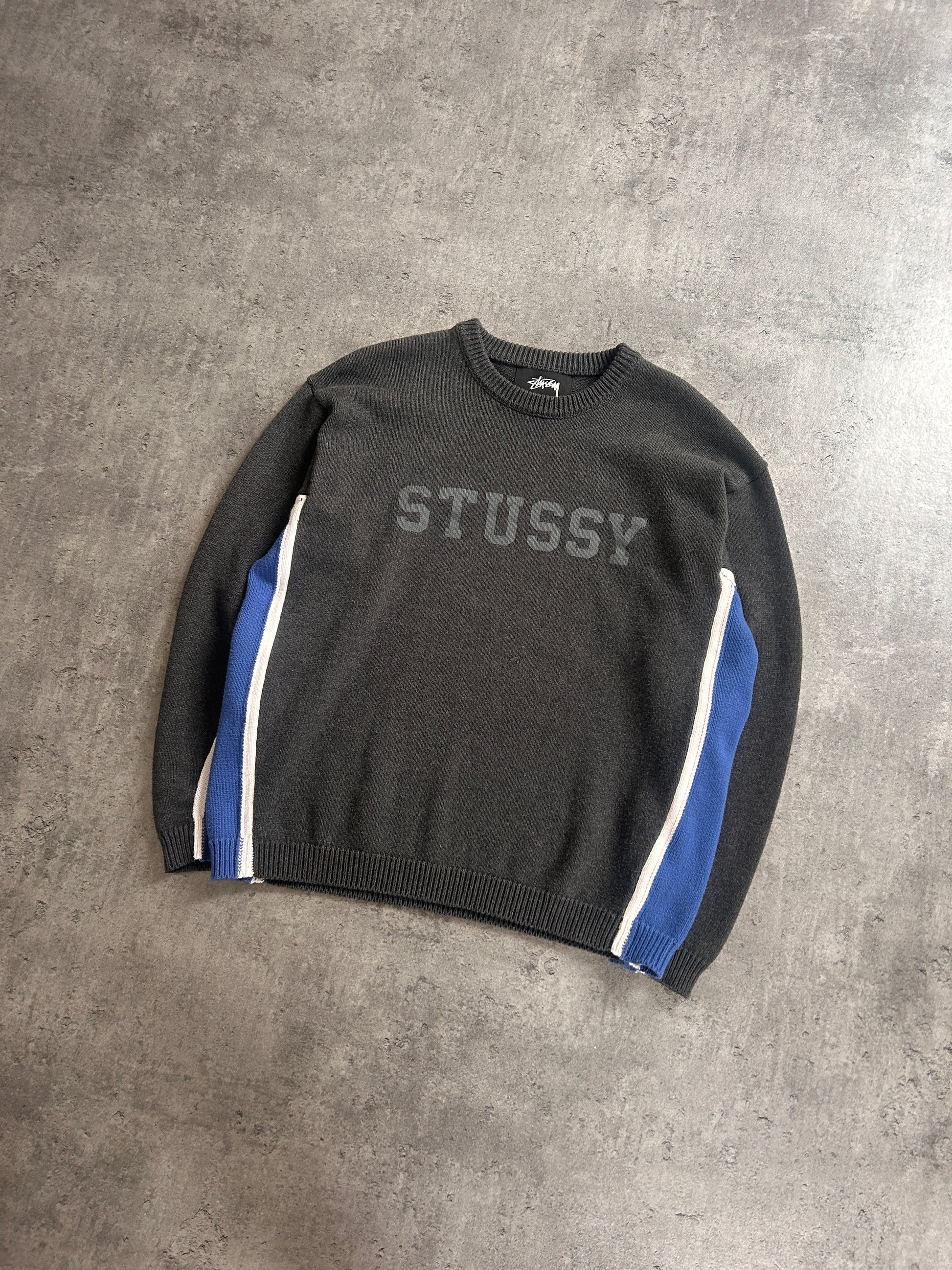 STÜSSY CONTRAST STRIPE KNIT SWEATER (L)