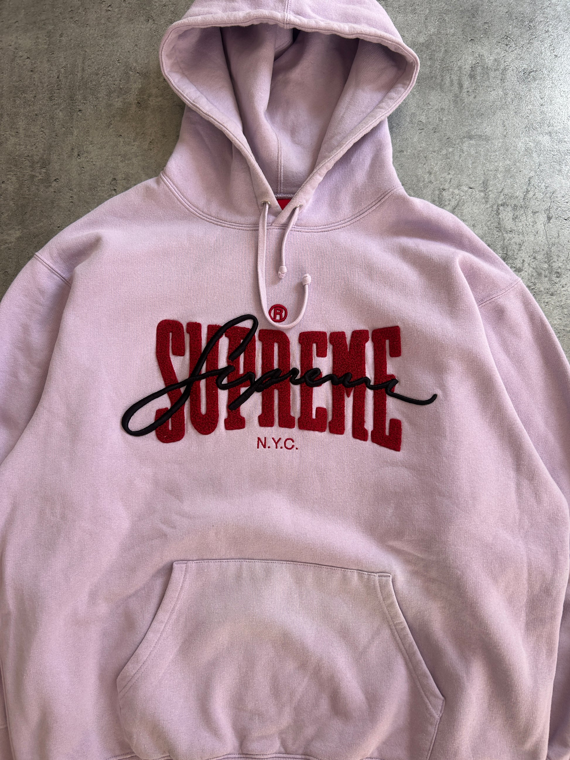 SUPREME EMBROIDERED CHENILLE HOODIE (L)