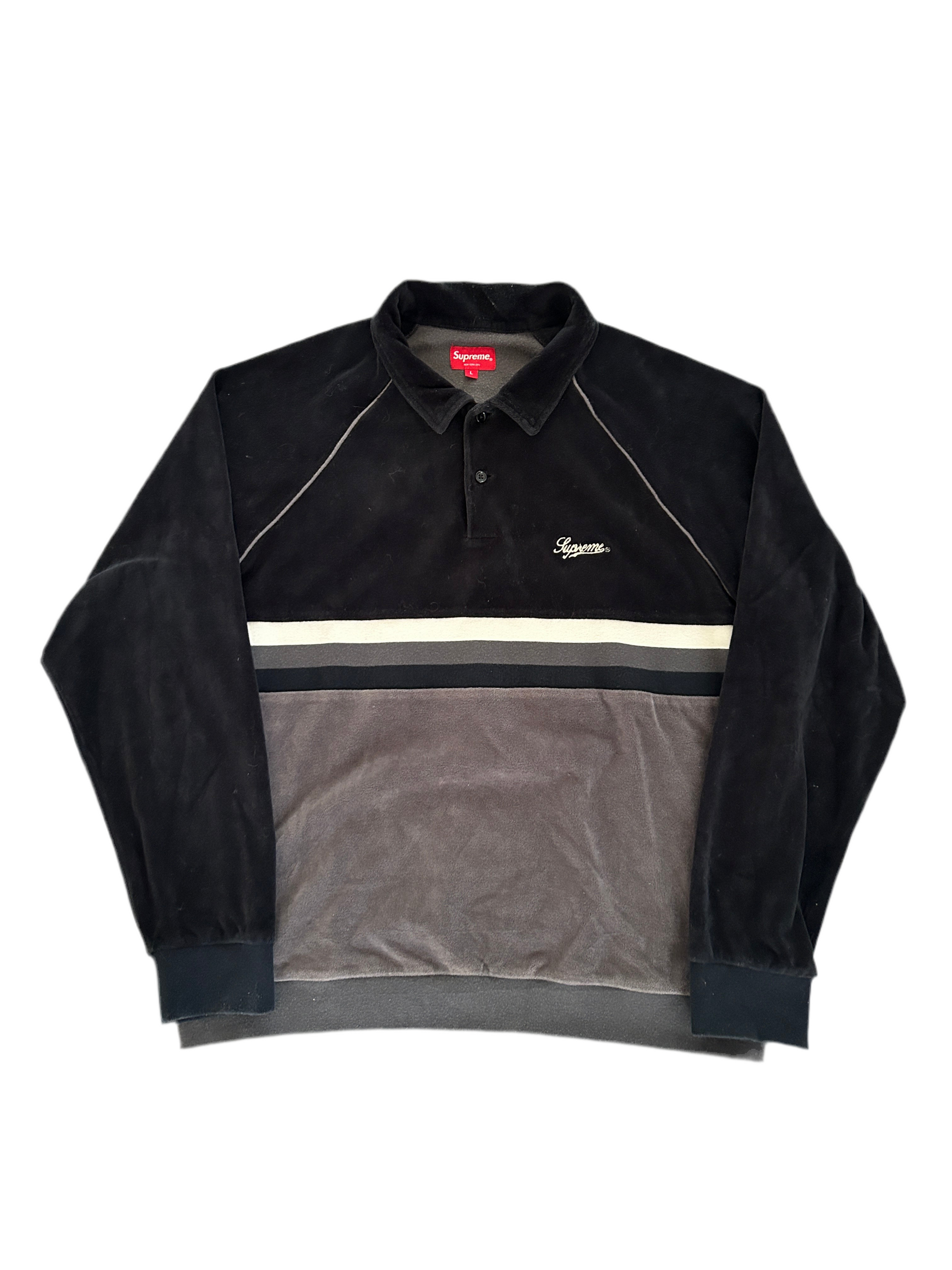 SUPREME STRIPE VELOUR RAGLAN POLO (L)