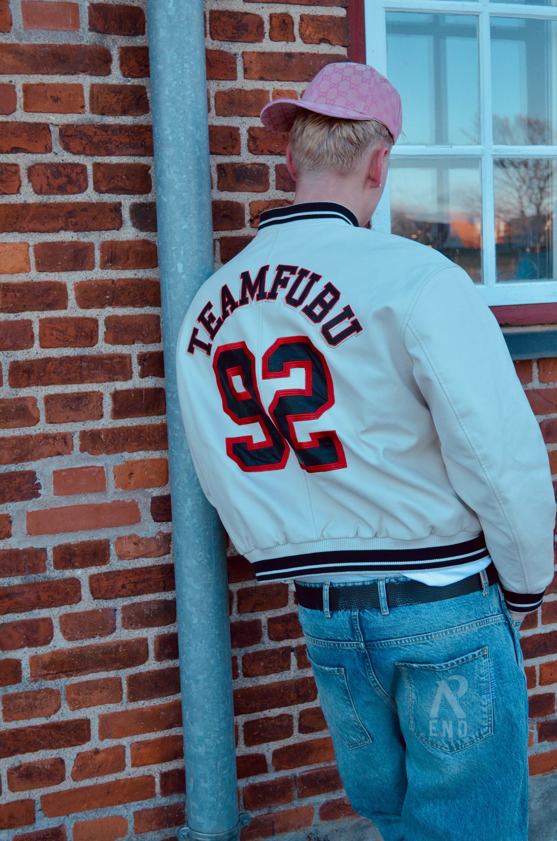 FUBU VARSITY JACKET “WHITE/RED” (L)