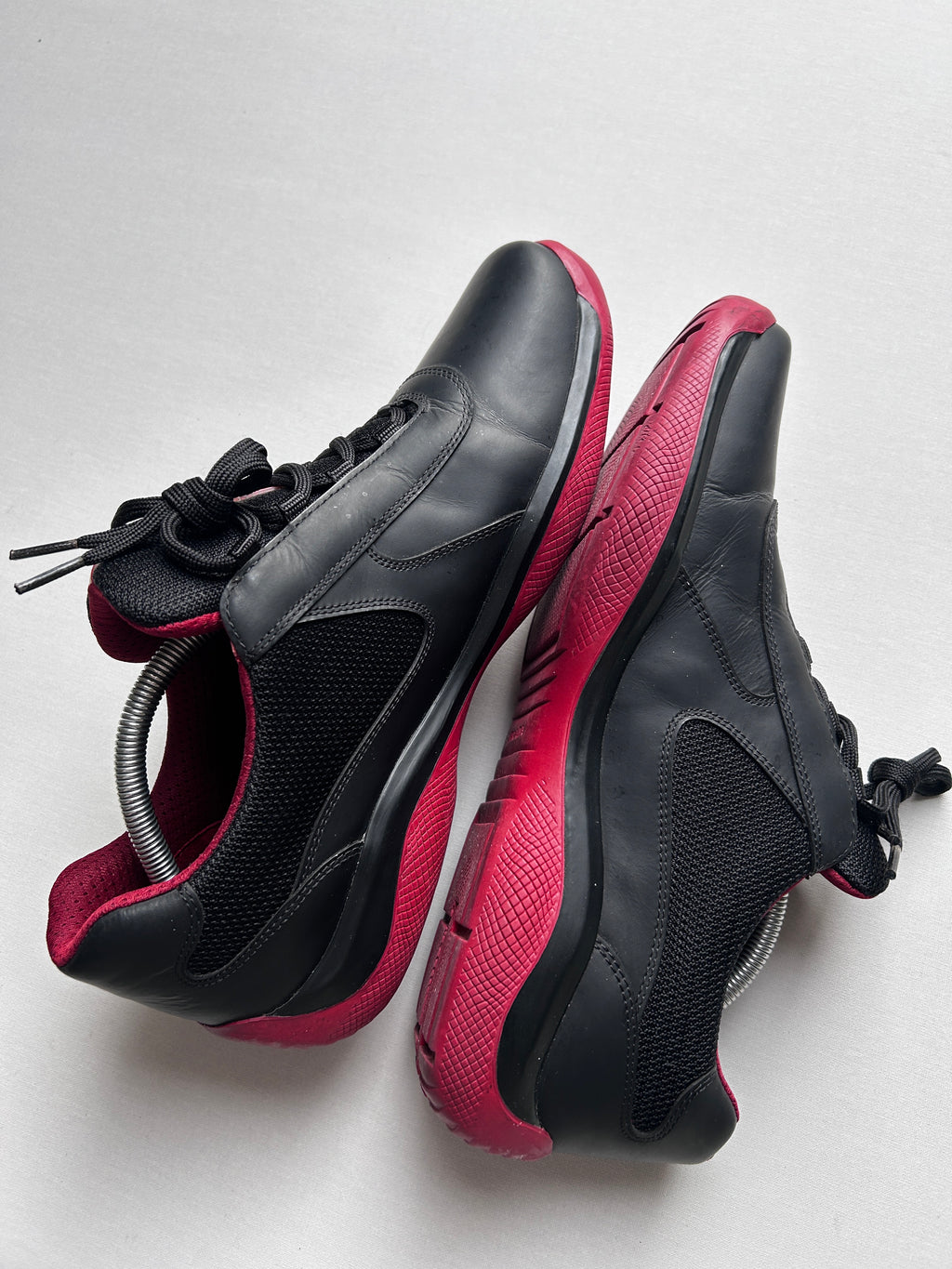 PRADA CUPS OG LEATHER “BLACK/RED” 46EU