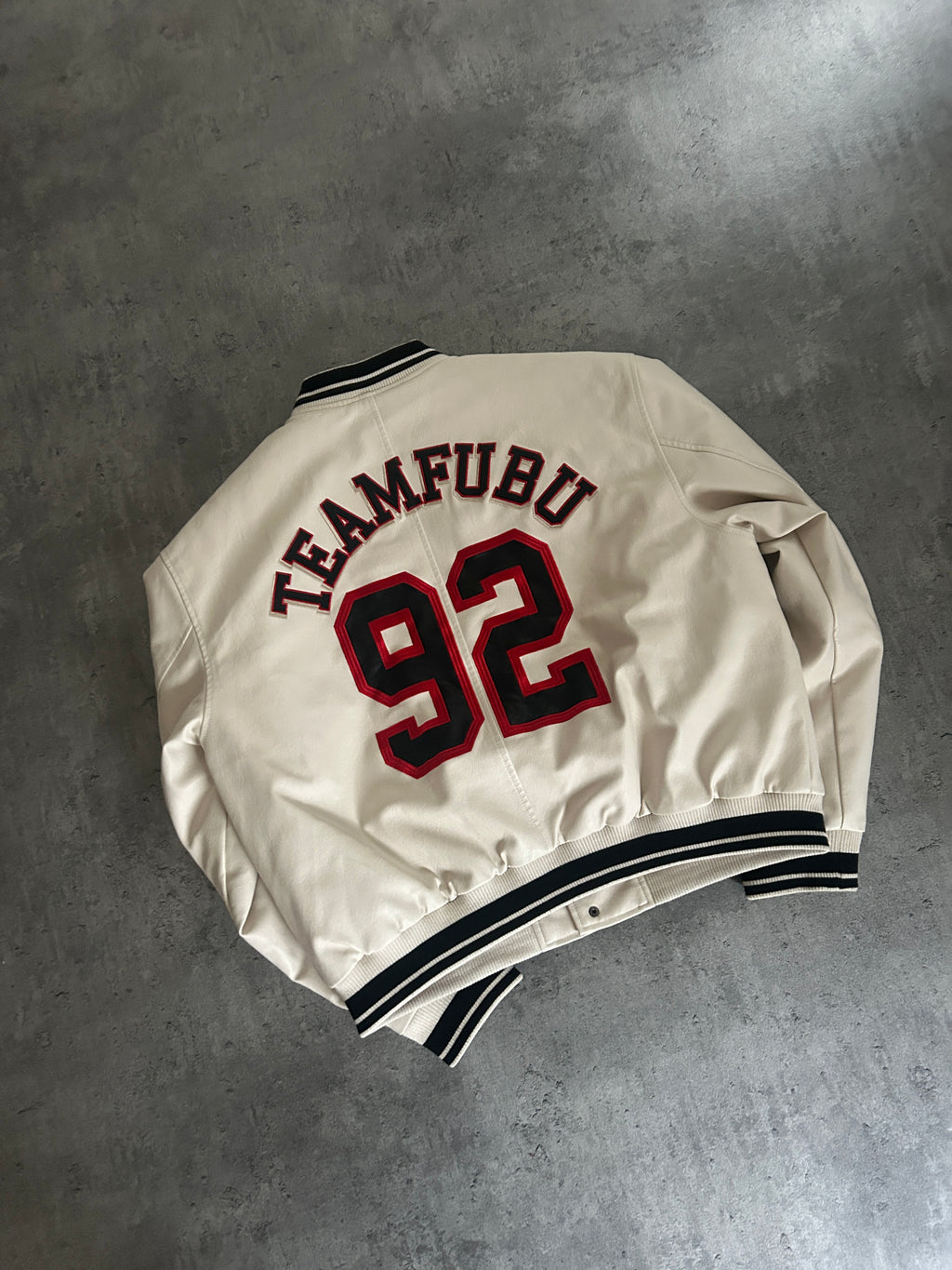 FUBU VARSITY JACKET “WHITE/RED” (L)