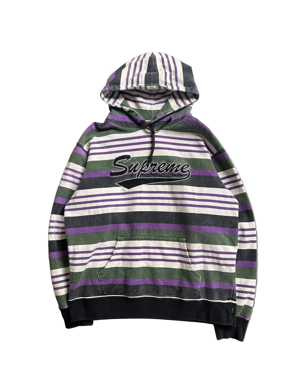 SUPREME MULTICOLOR STRIPED HOODIE (L)