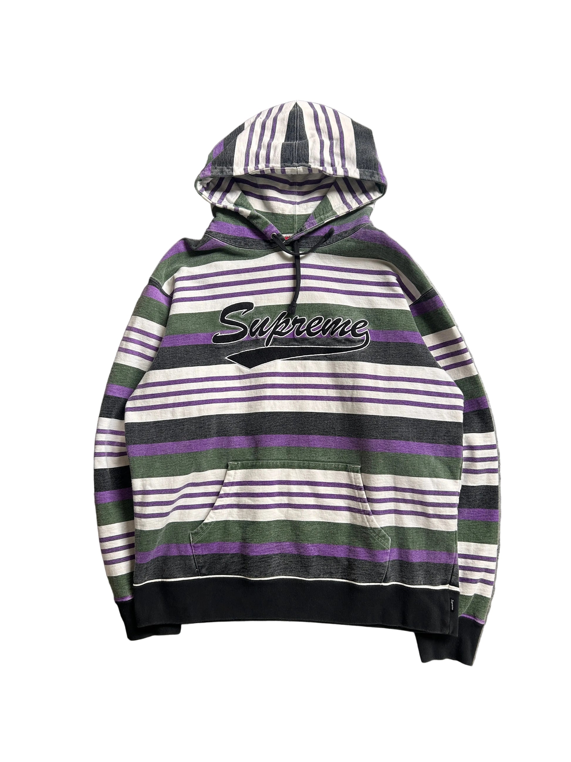 SUPREME MULTICOLOR STRIPED HOODIE (L)