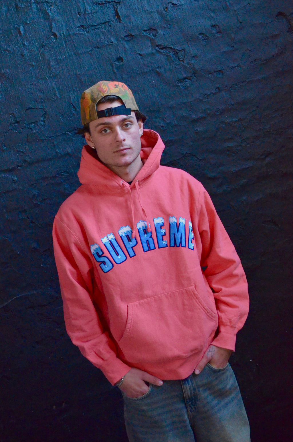 SUPREME ICE ARC HOODIE “BRIGHT CORAL” (M)