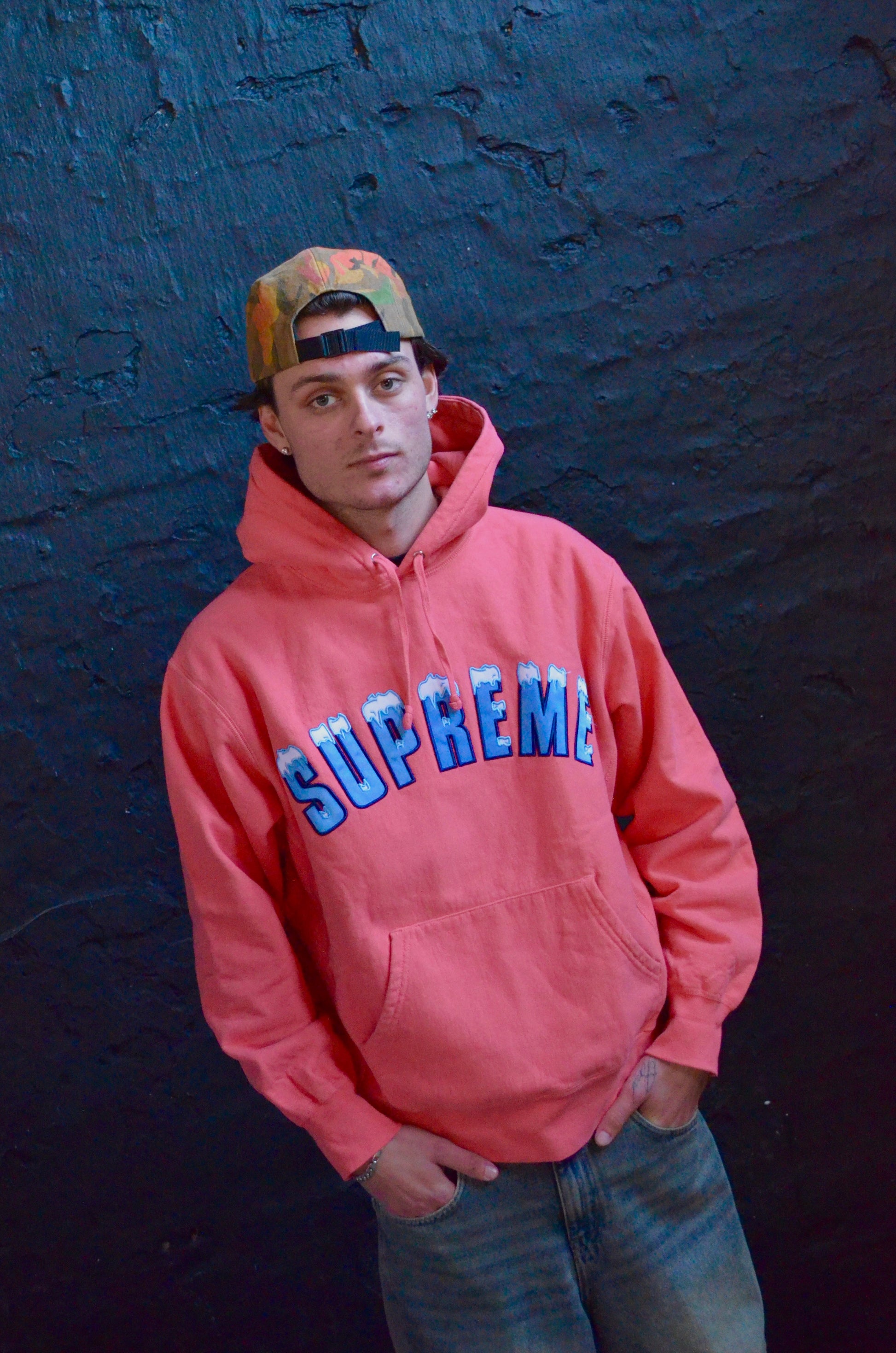 SUPREME ICE ARC HOODIE “BRIGHT CORAL” (M)