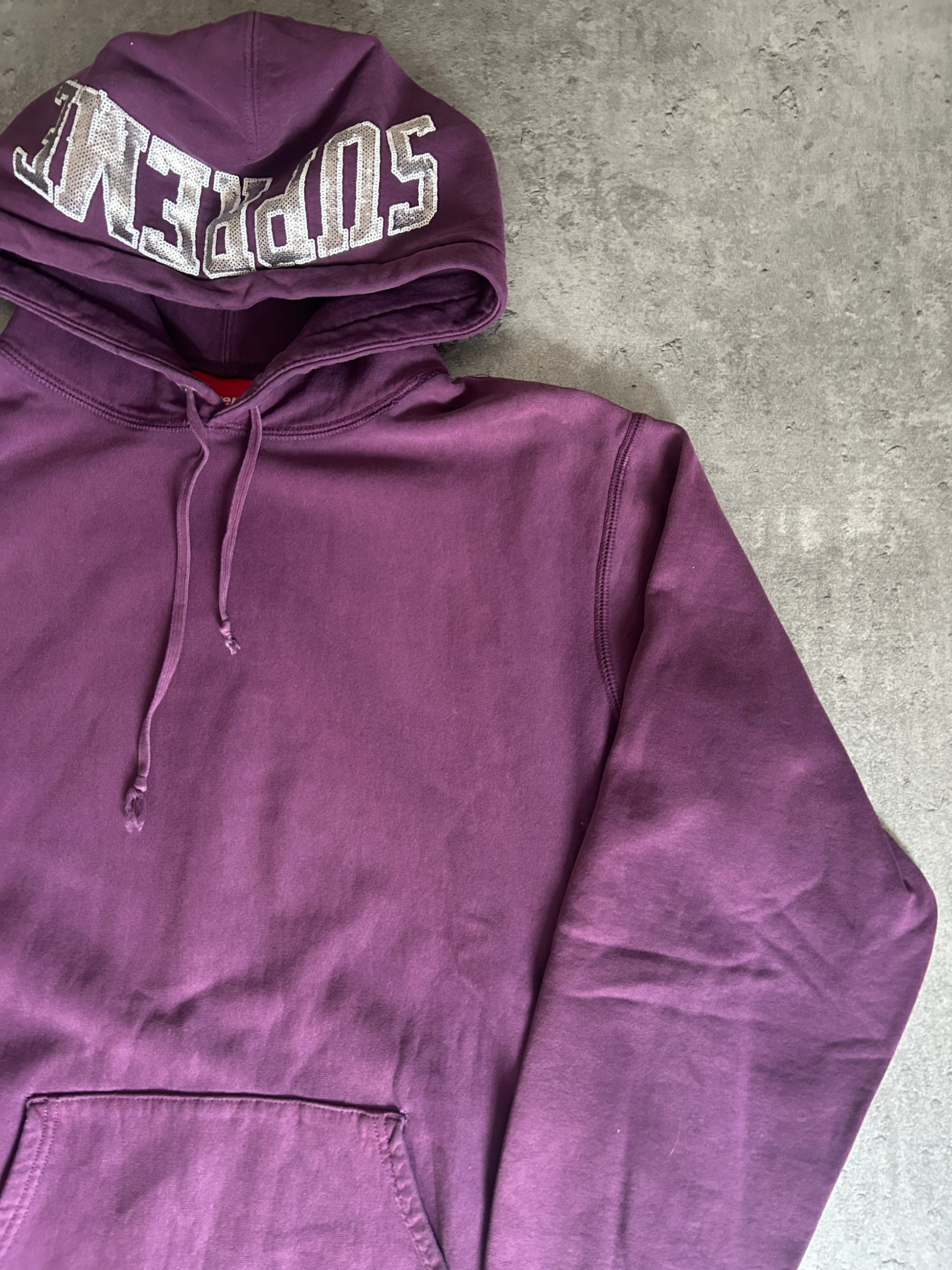 SUPREME SEQUIN ARC HOODED HOODIE (XL)