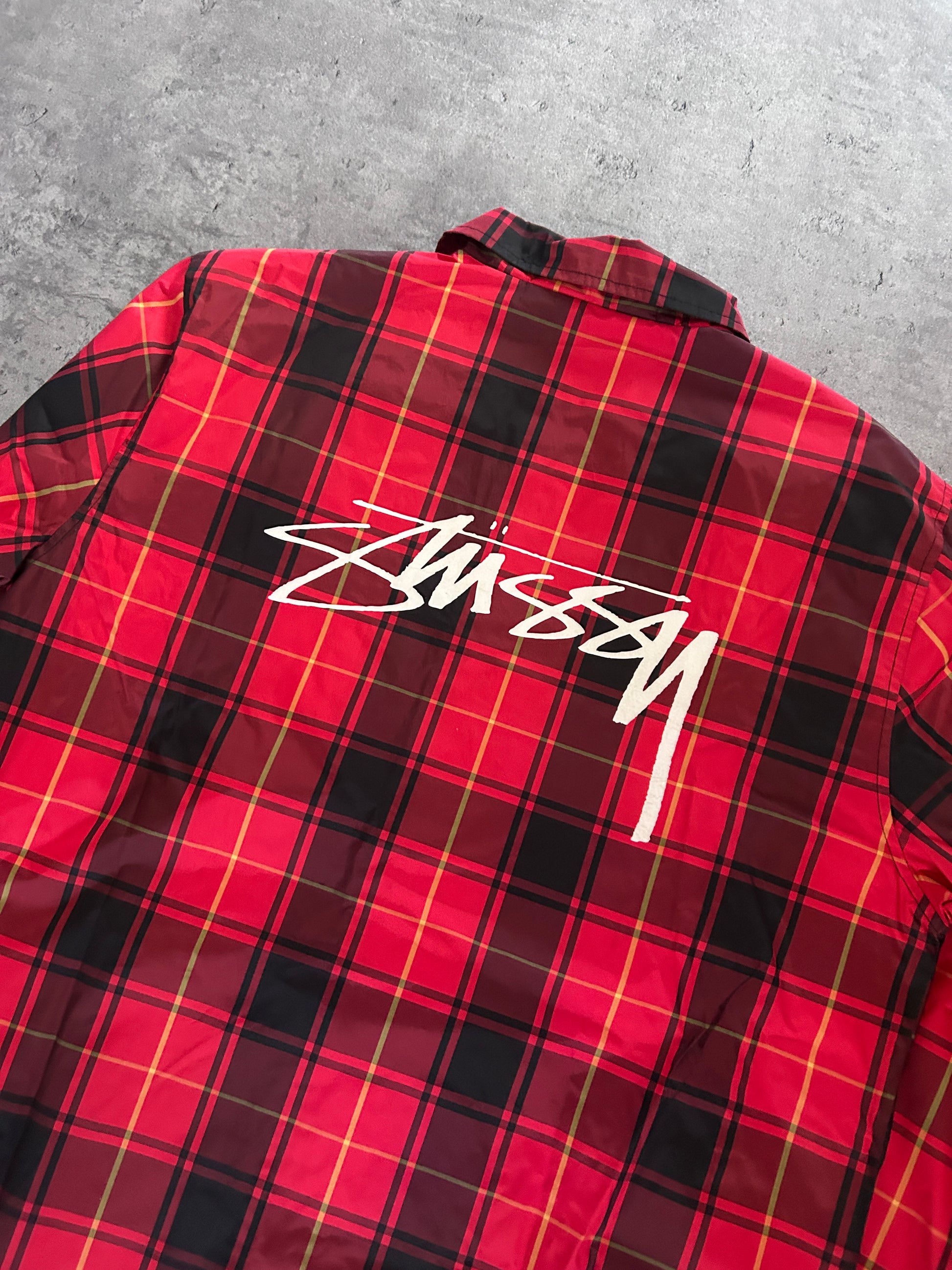 STUSSY COACH JACKET “RED PLAID” (L)