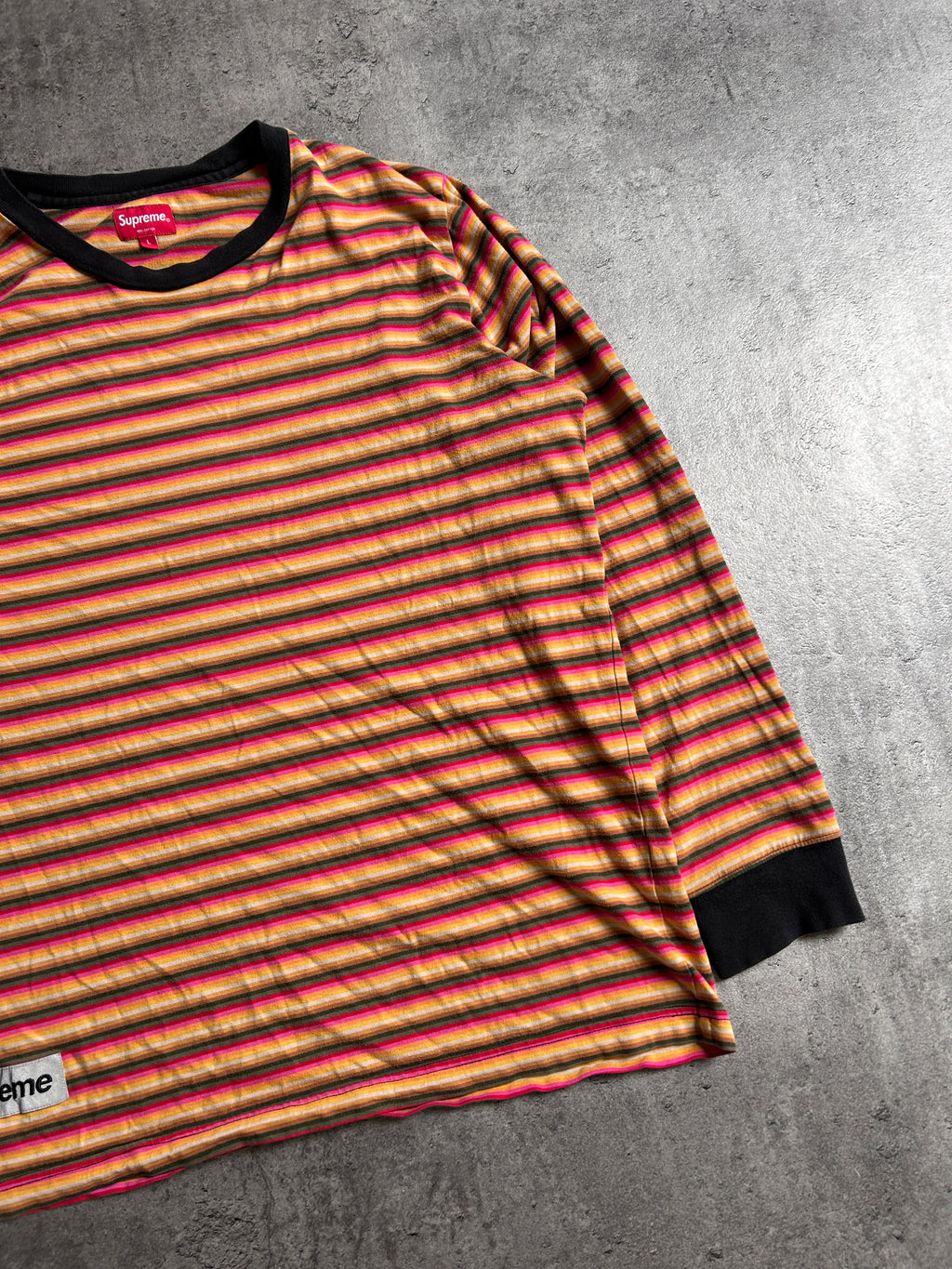 SUPREME MULTI STRIPE PATCH LONGSLEEVE (L)