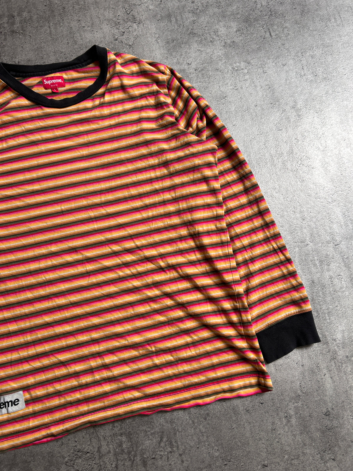 SUPREME MULTI STRIPE PATCH LONGSLEEVE (L)