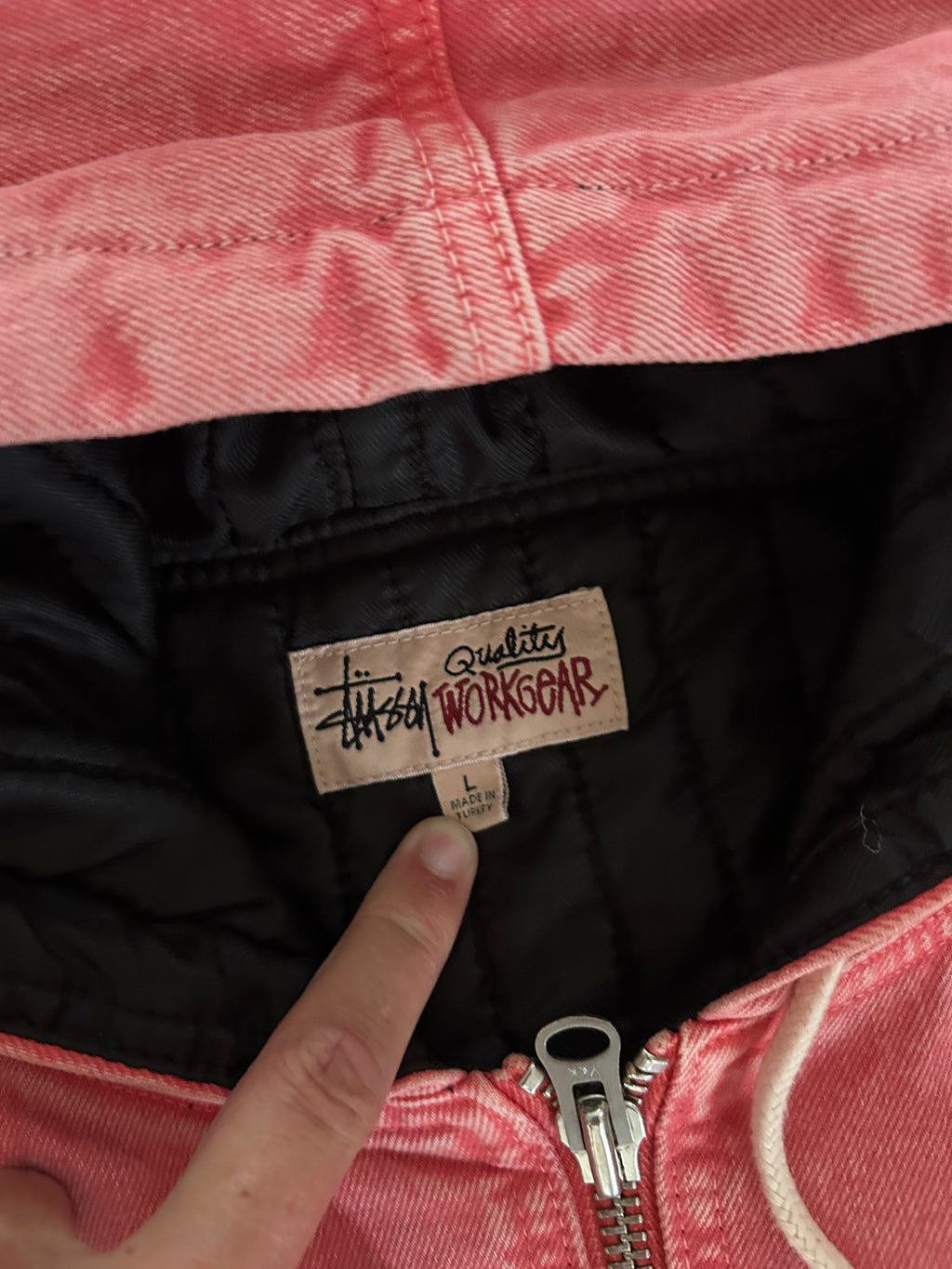 STÜSSY WORKGEAR PINK JAKKE (L)