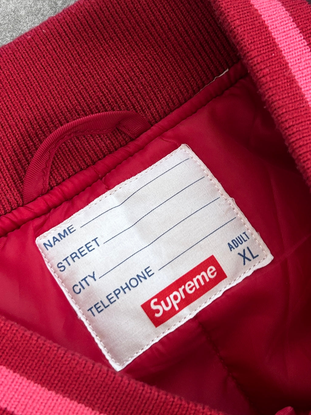SUPREME CONTRAST SCRIPT VARSITY JACKET (XL)