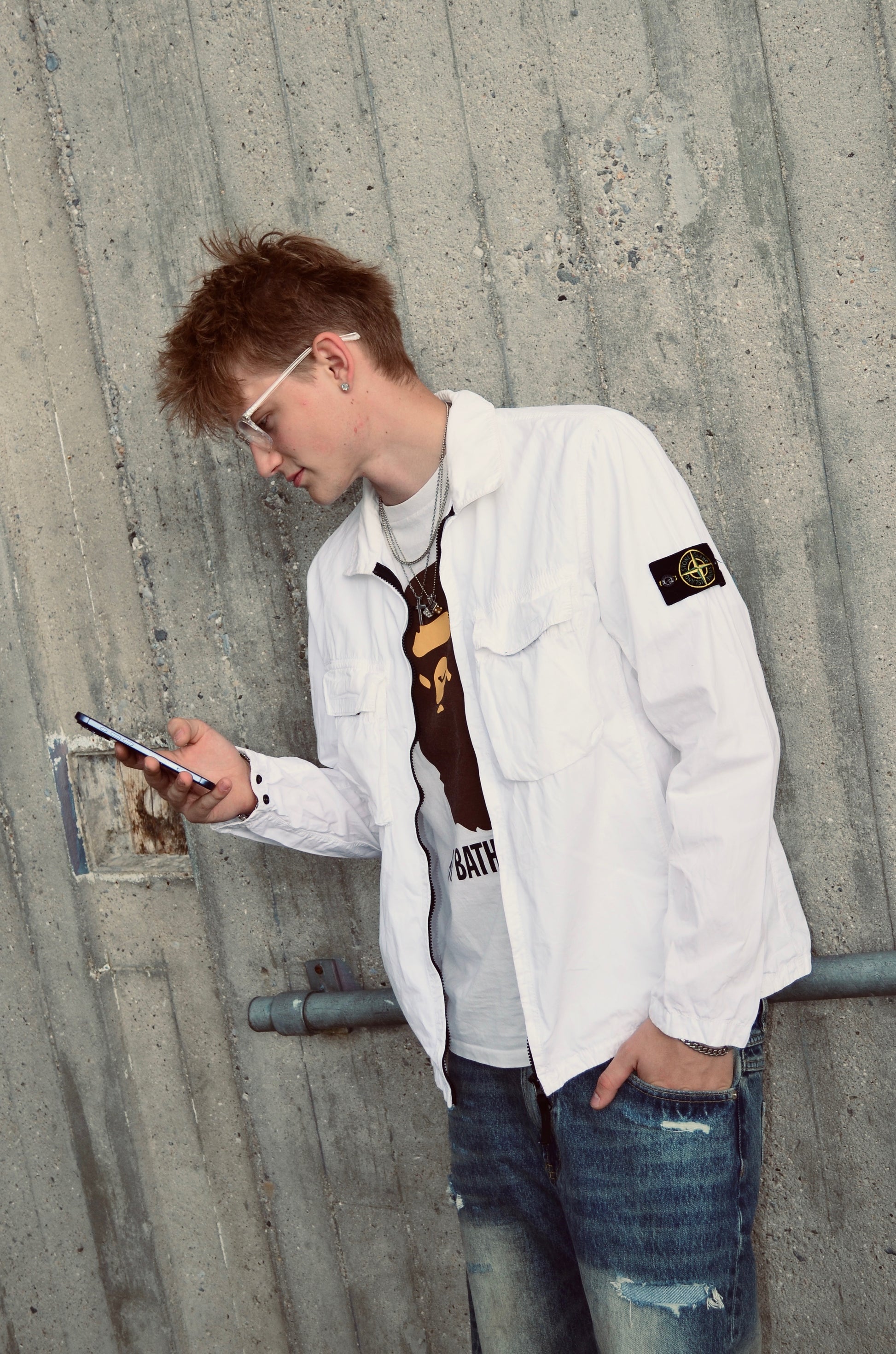 STONE ISLAND OVERSHIRT WHITE (L)