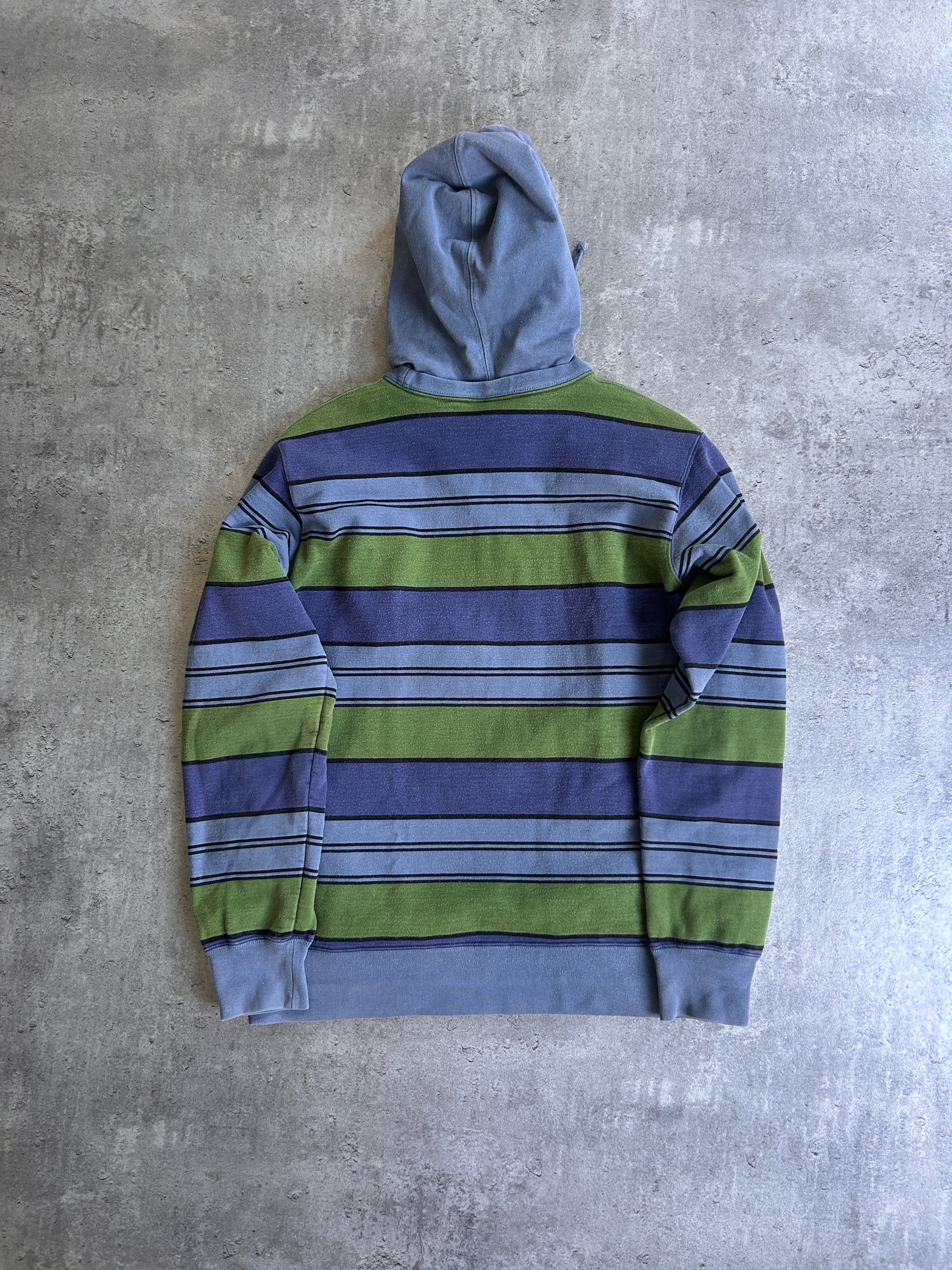 SUPREME STRIPED HOODED CREWNECK (M)