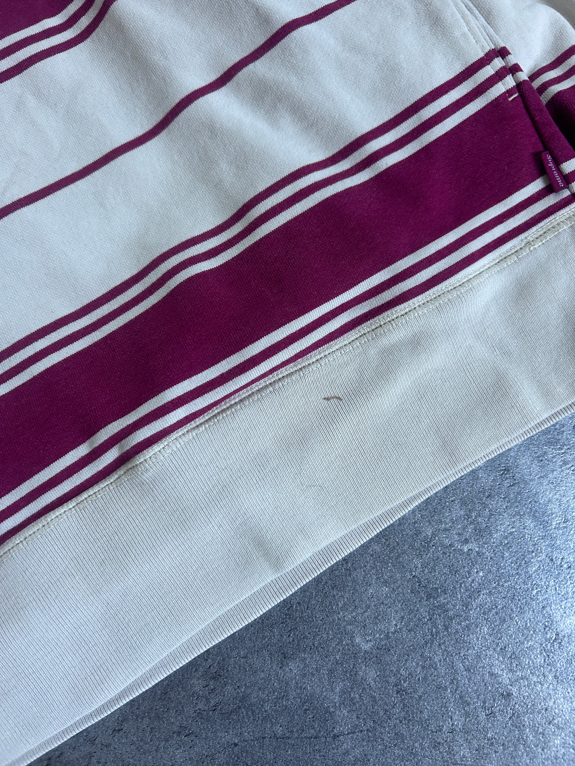 SUPREME STRIPED HOODED CREWNECK (M)