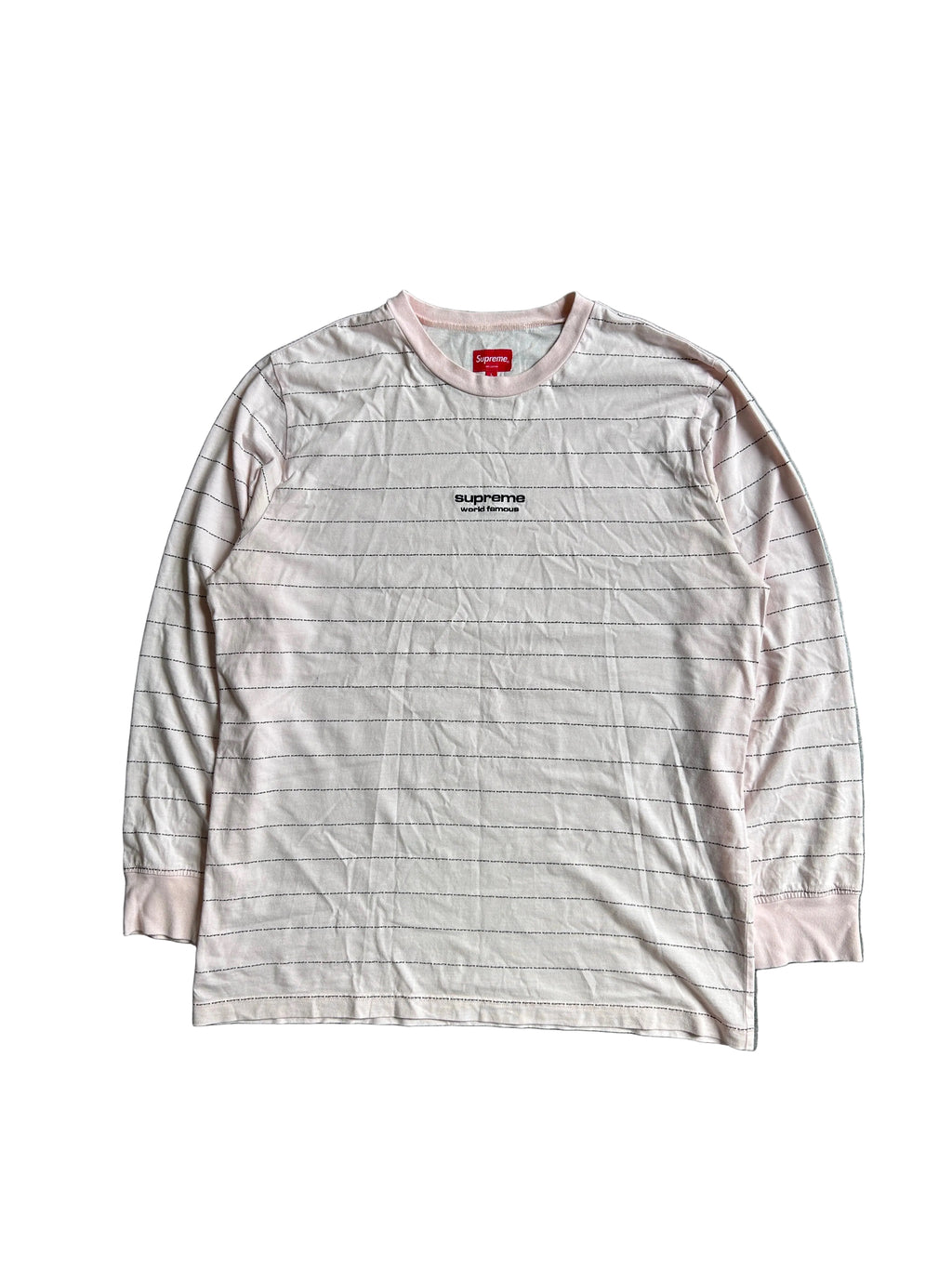SUPREME LOGO STRIPE LONGSLEEVE “PALE PEACH” (L)
