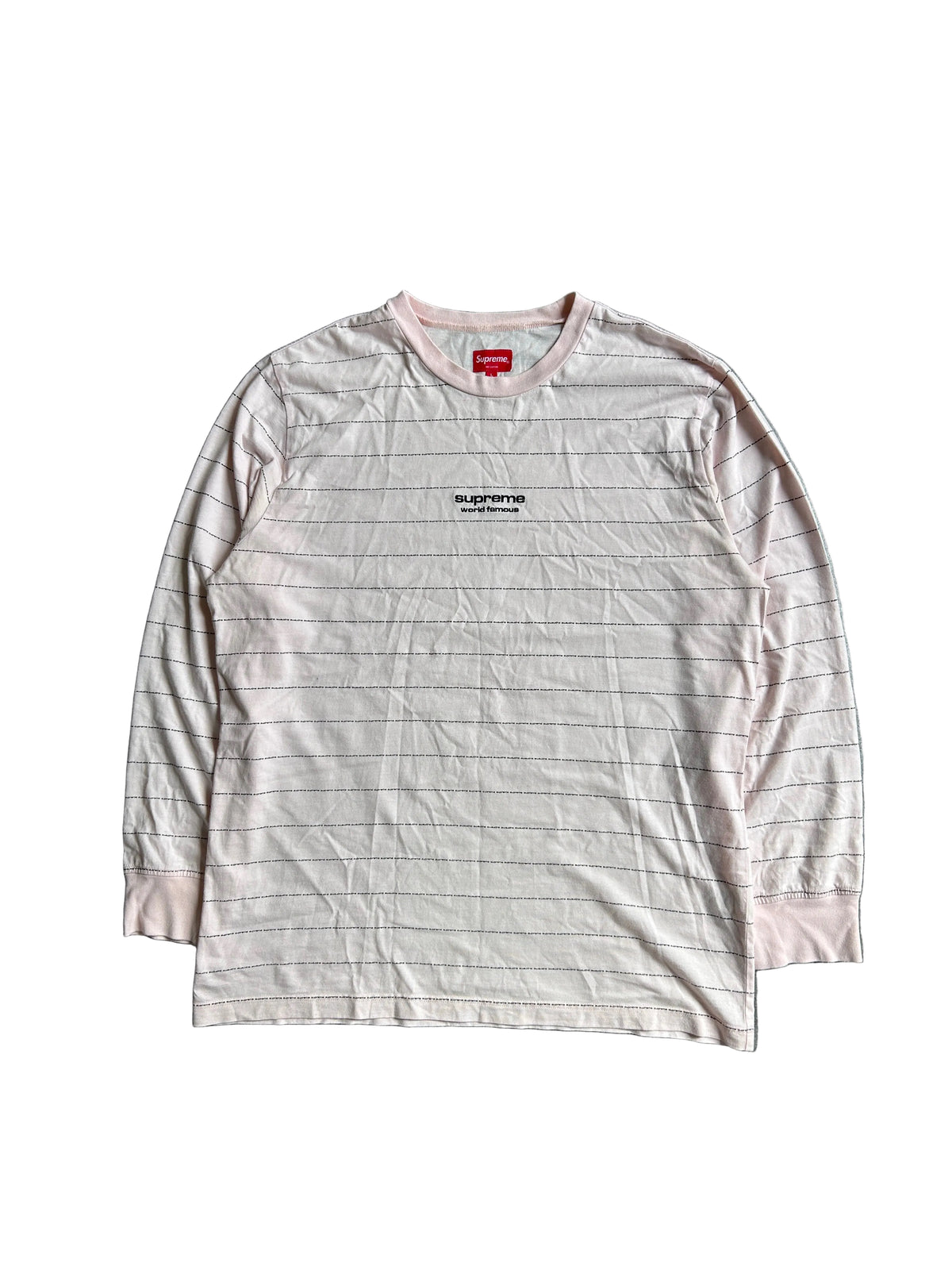 SUPREME LOGO STRIPE LONGSLEEVE “PALE PEACH” (L)