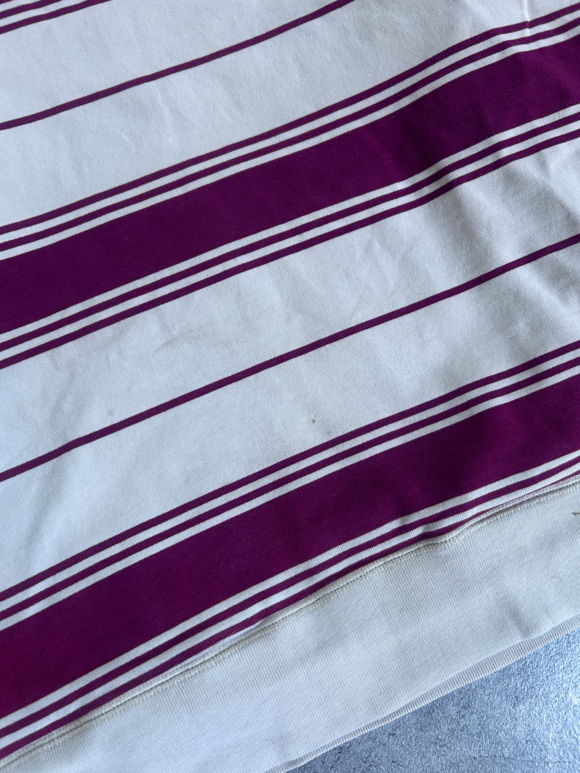 SUPREME STRIPED HOODED CREWNECK (M)